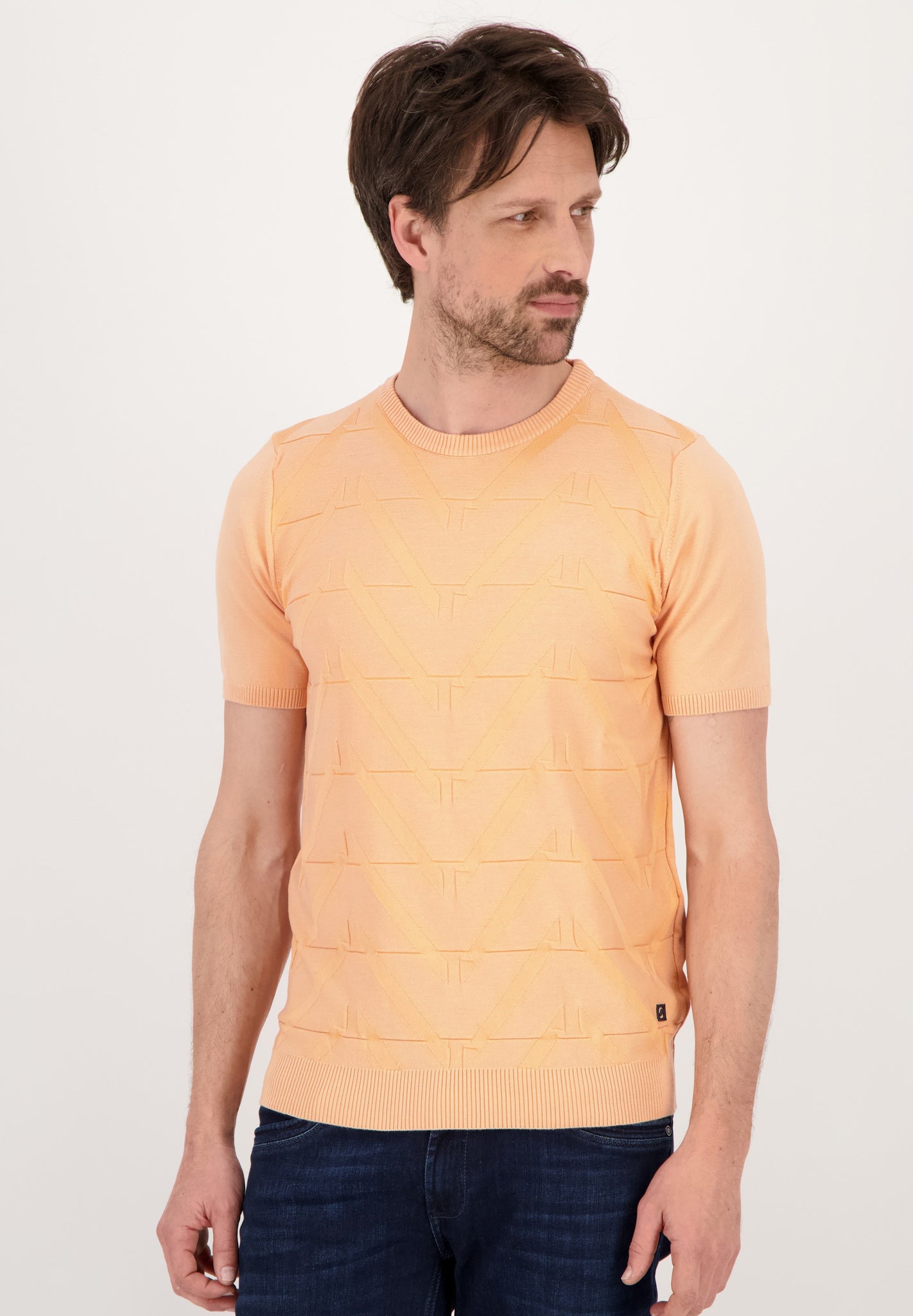 Knit t-shirt met structuur | Soft Peach