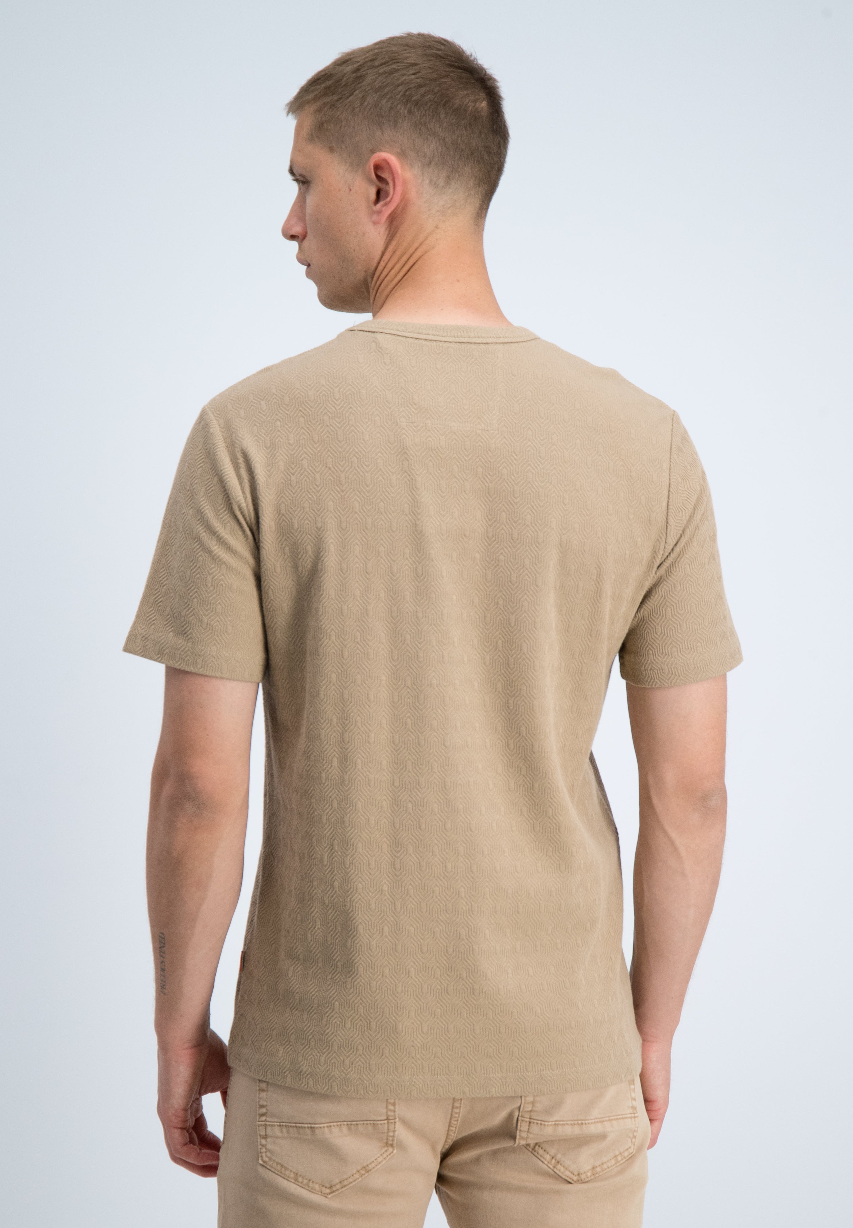 Regular fit t-shirt jacquard structuur