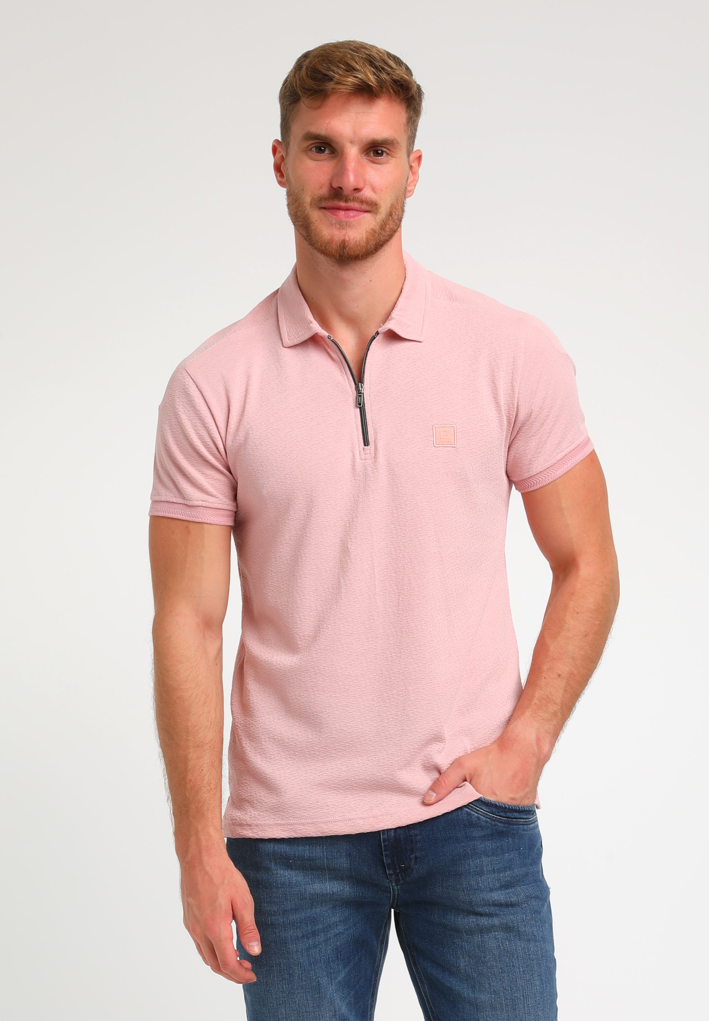 Polo jacquard met rits