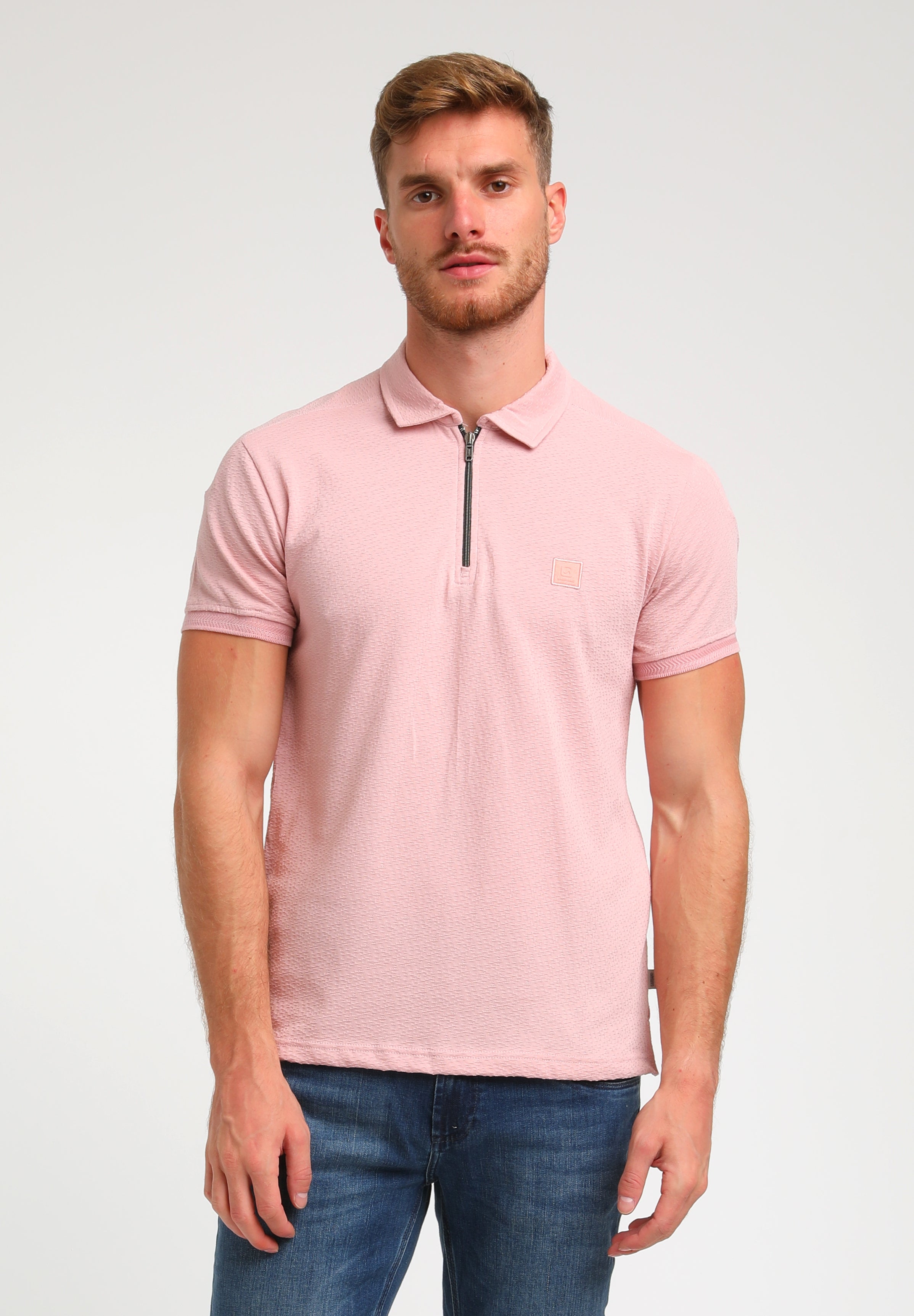Polo jacquard met rits