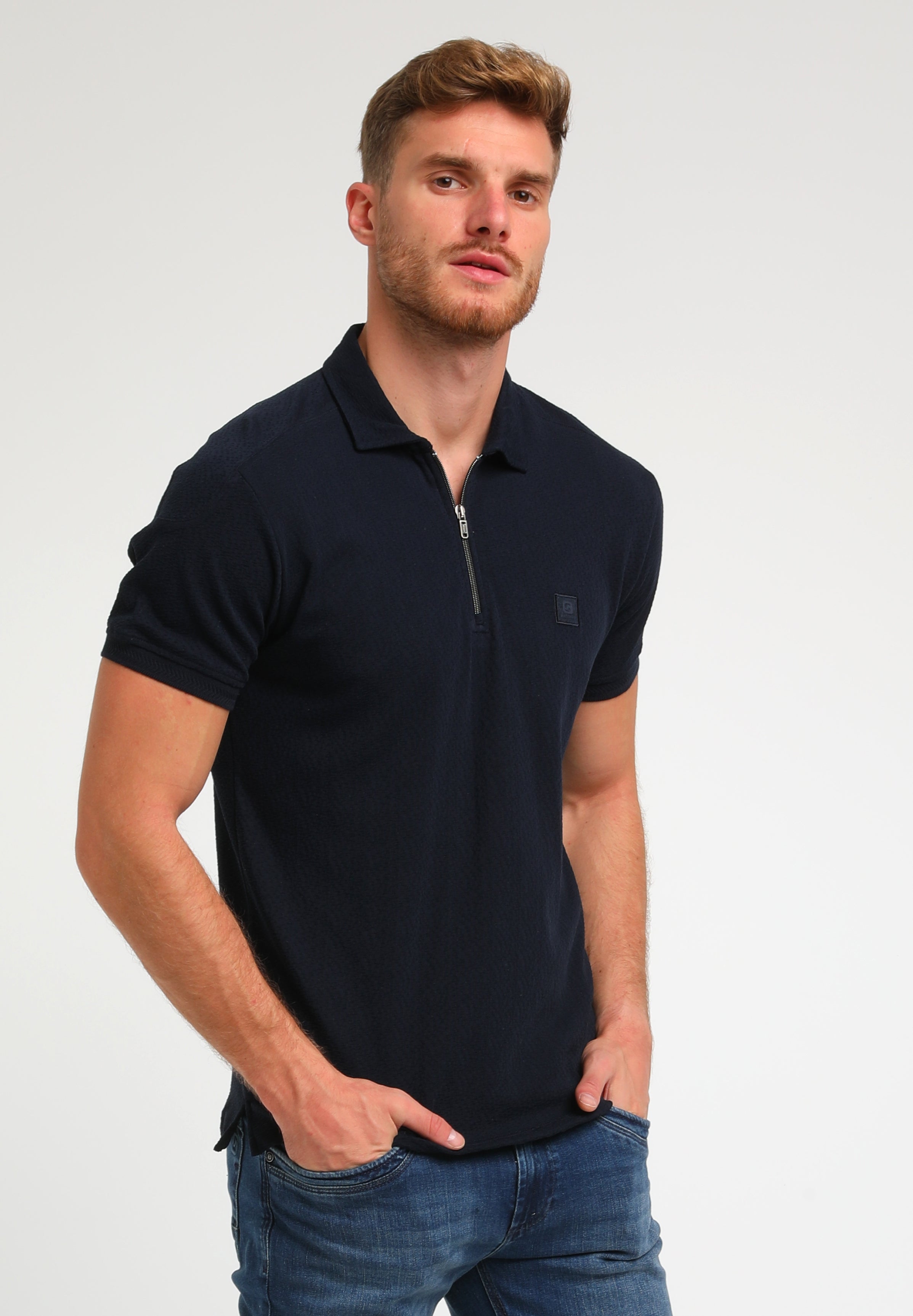 Polo jacquard met rits
