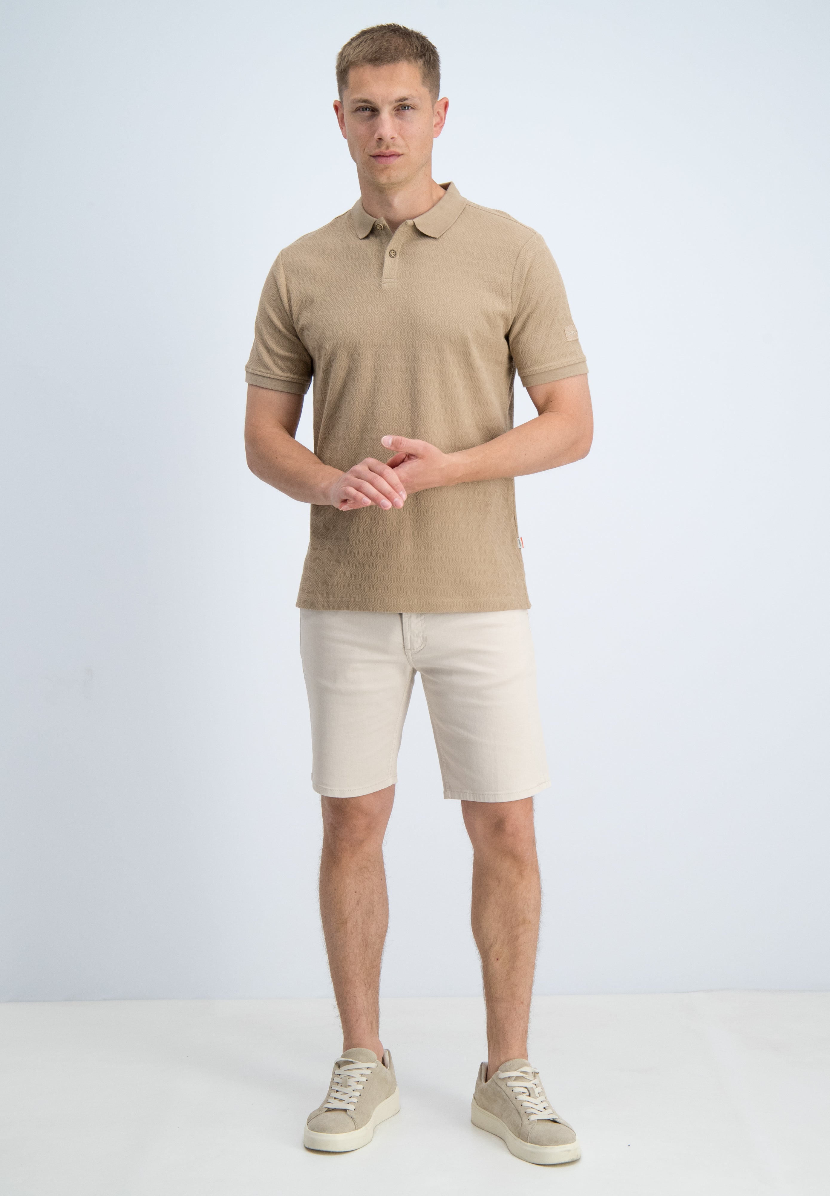 Regular fit polo jacquard met structuur