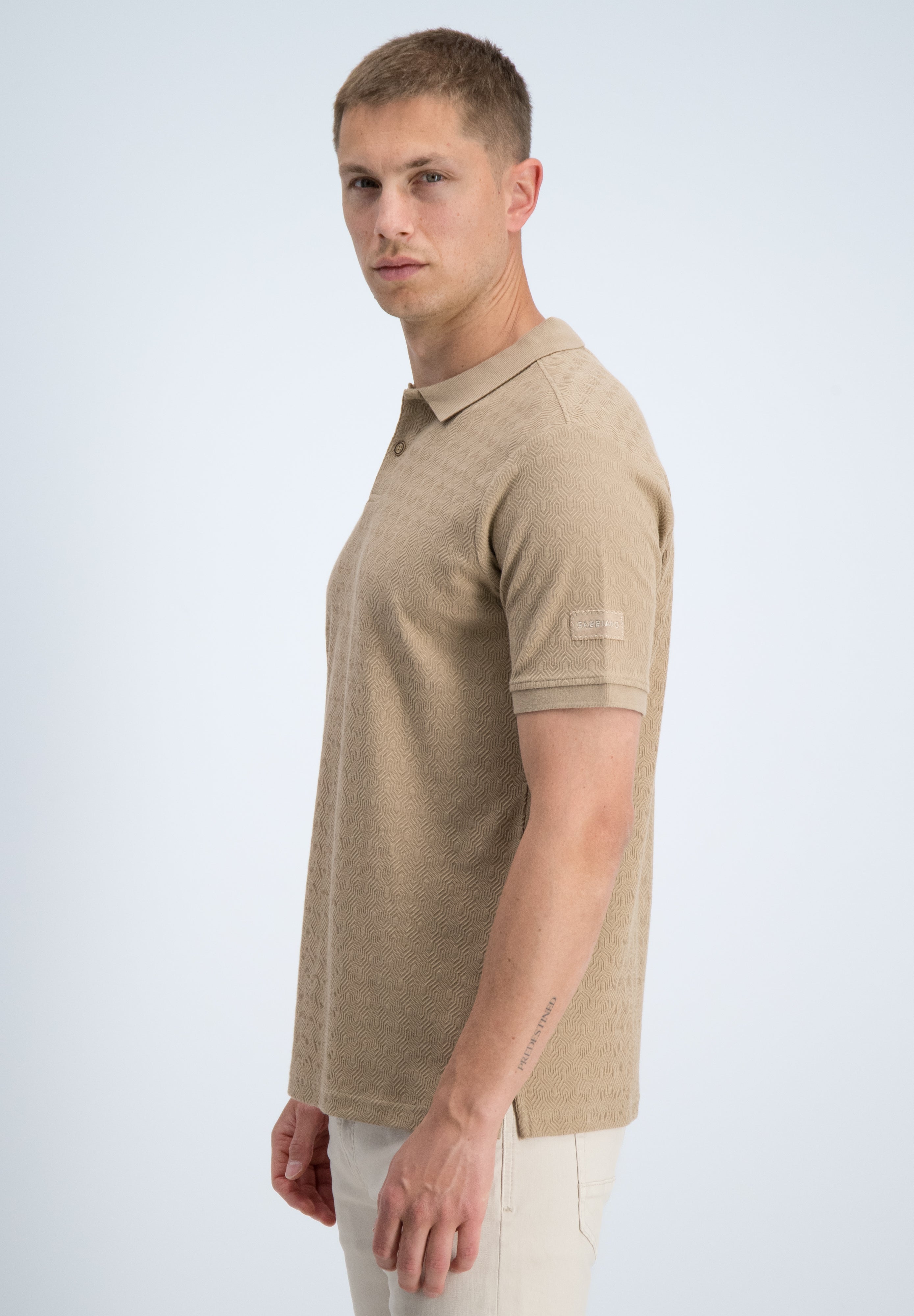 Regular fit polo jacquard met structuur