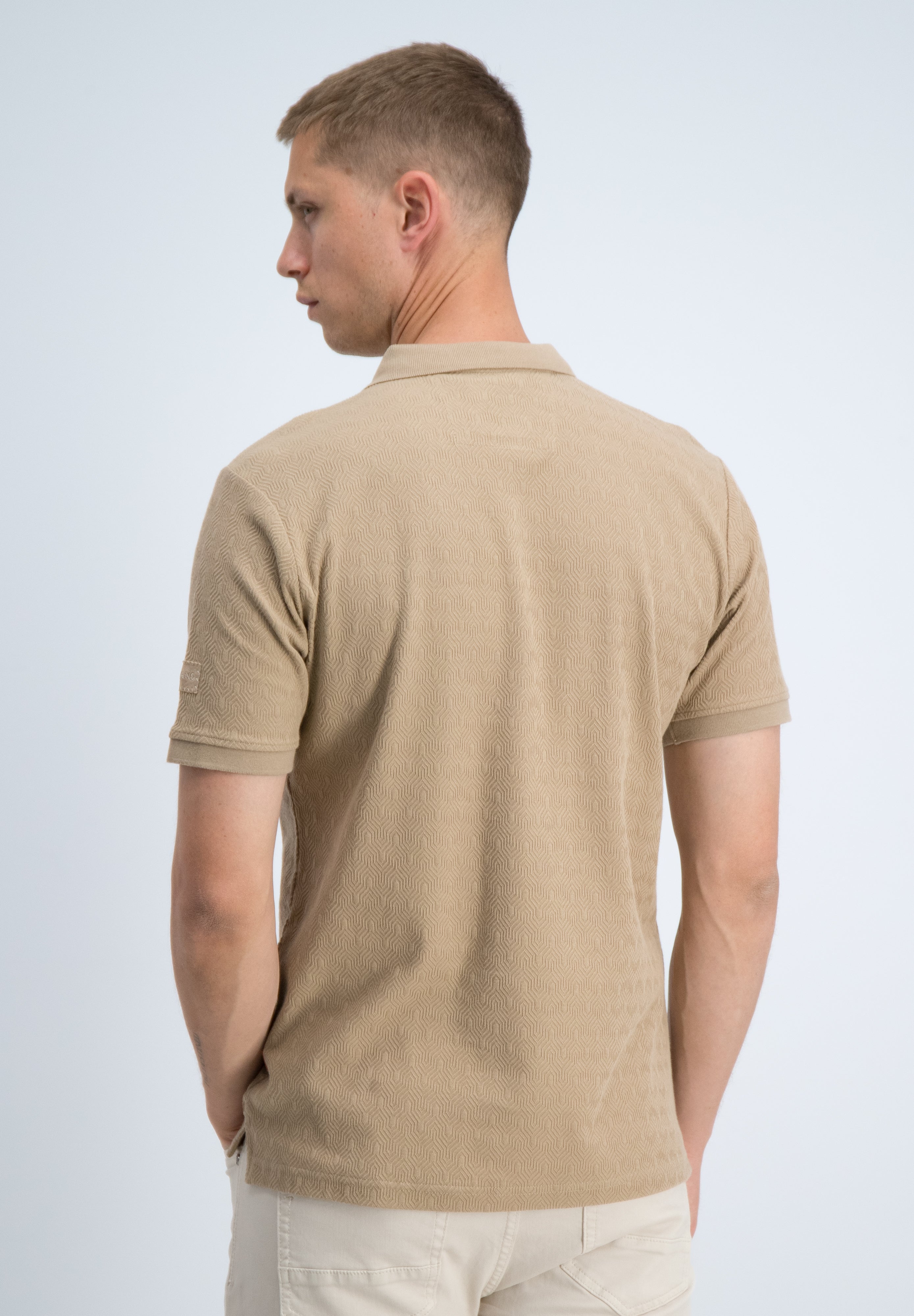 Regular fit polo jacquard met structuur