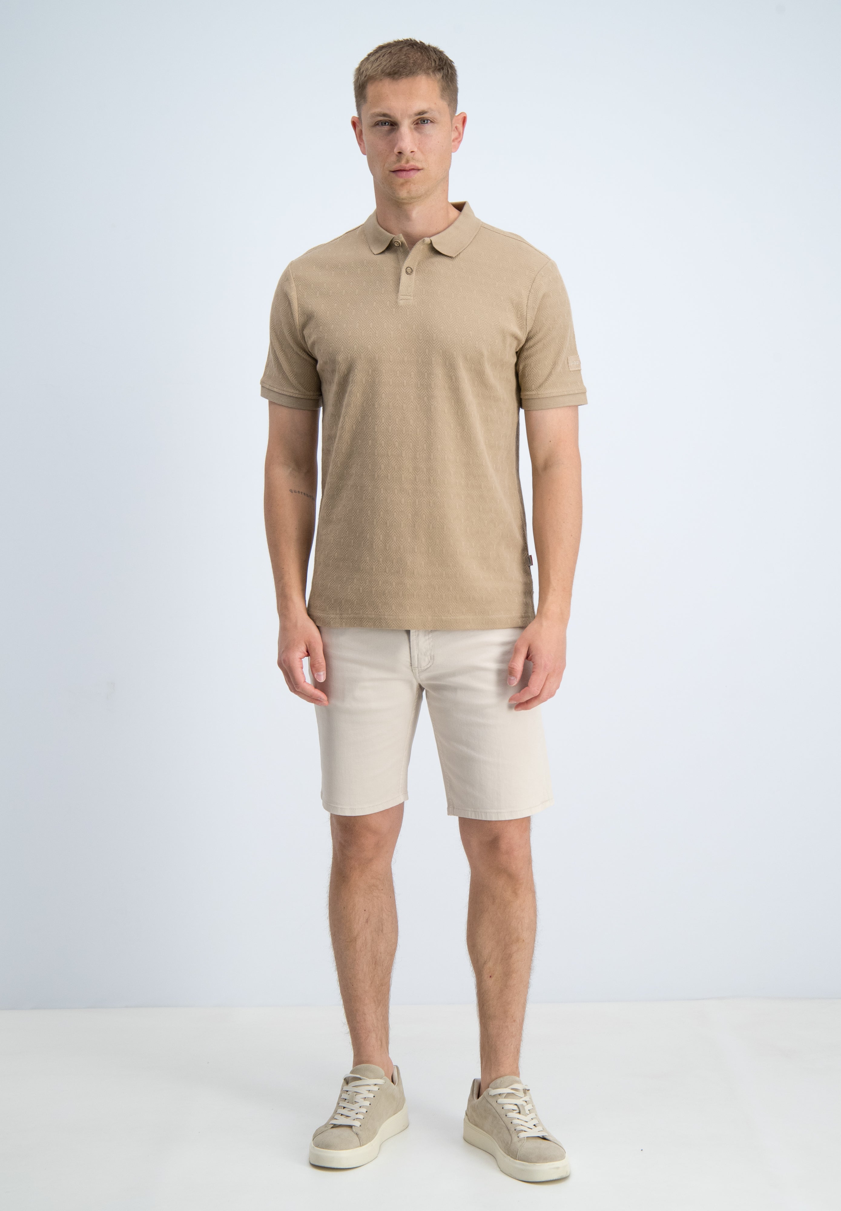 Regular fit polo jacquard met structuur