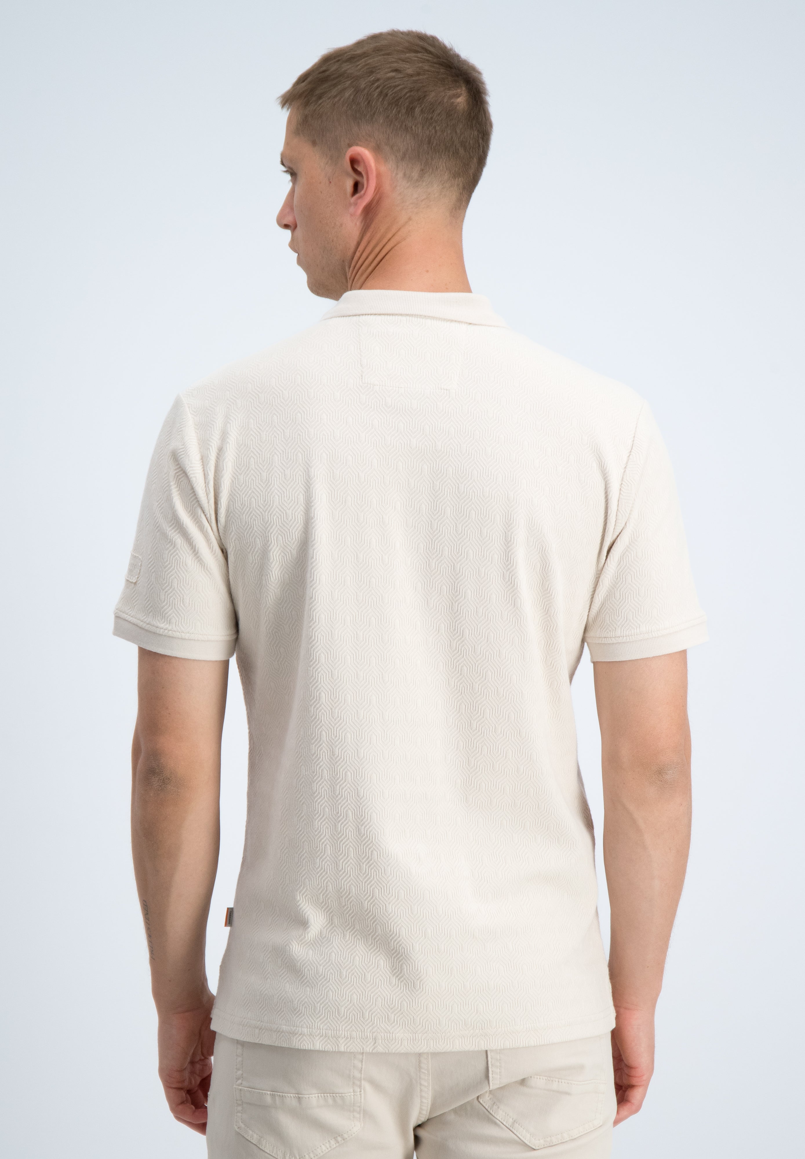 Regular fit polo jacquard met structuur