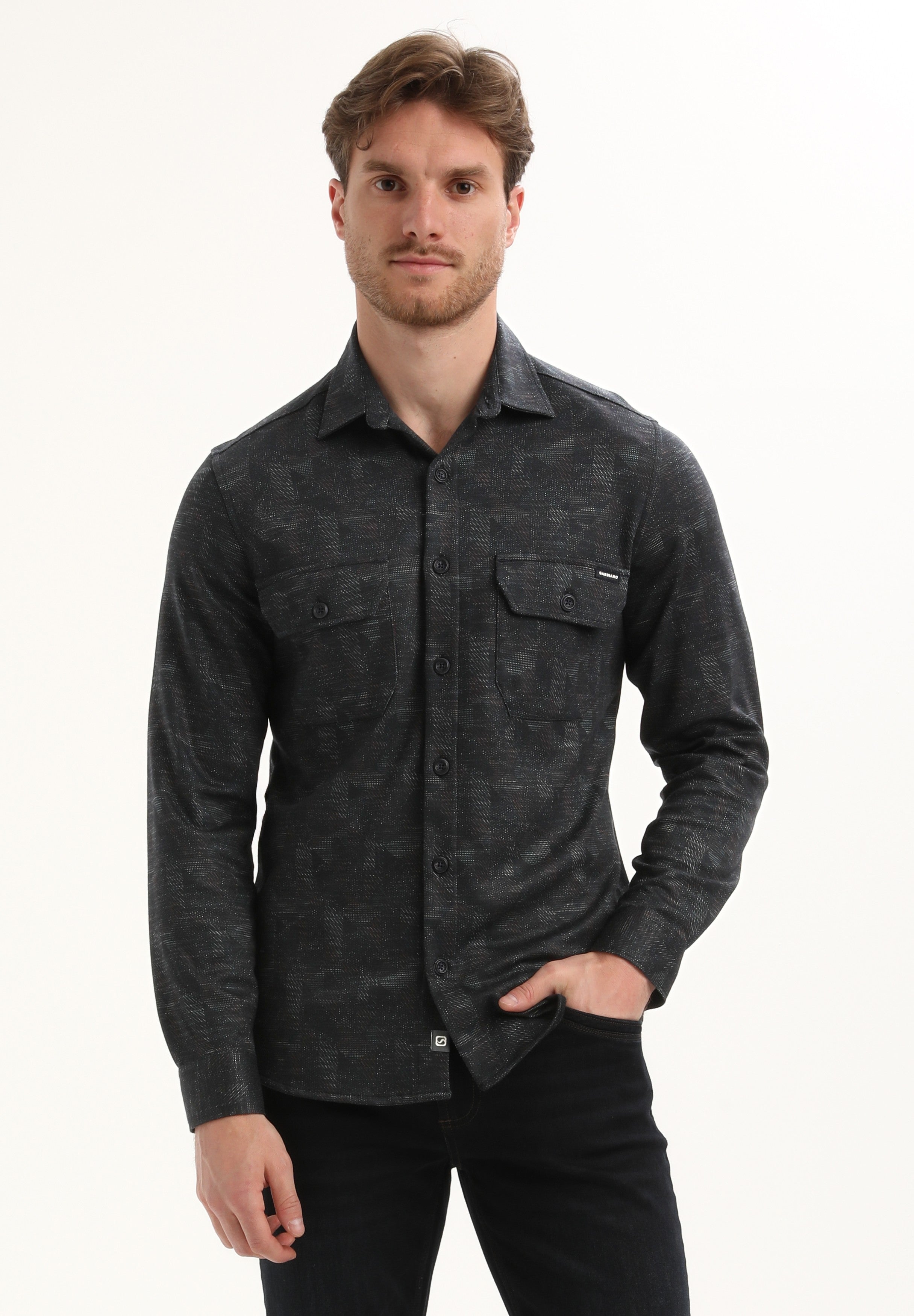 Geometrisch jersey overhemd