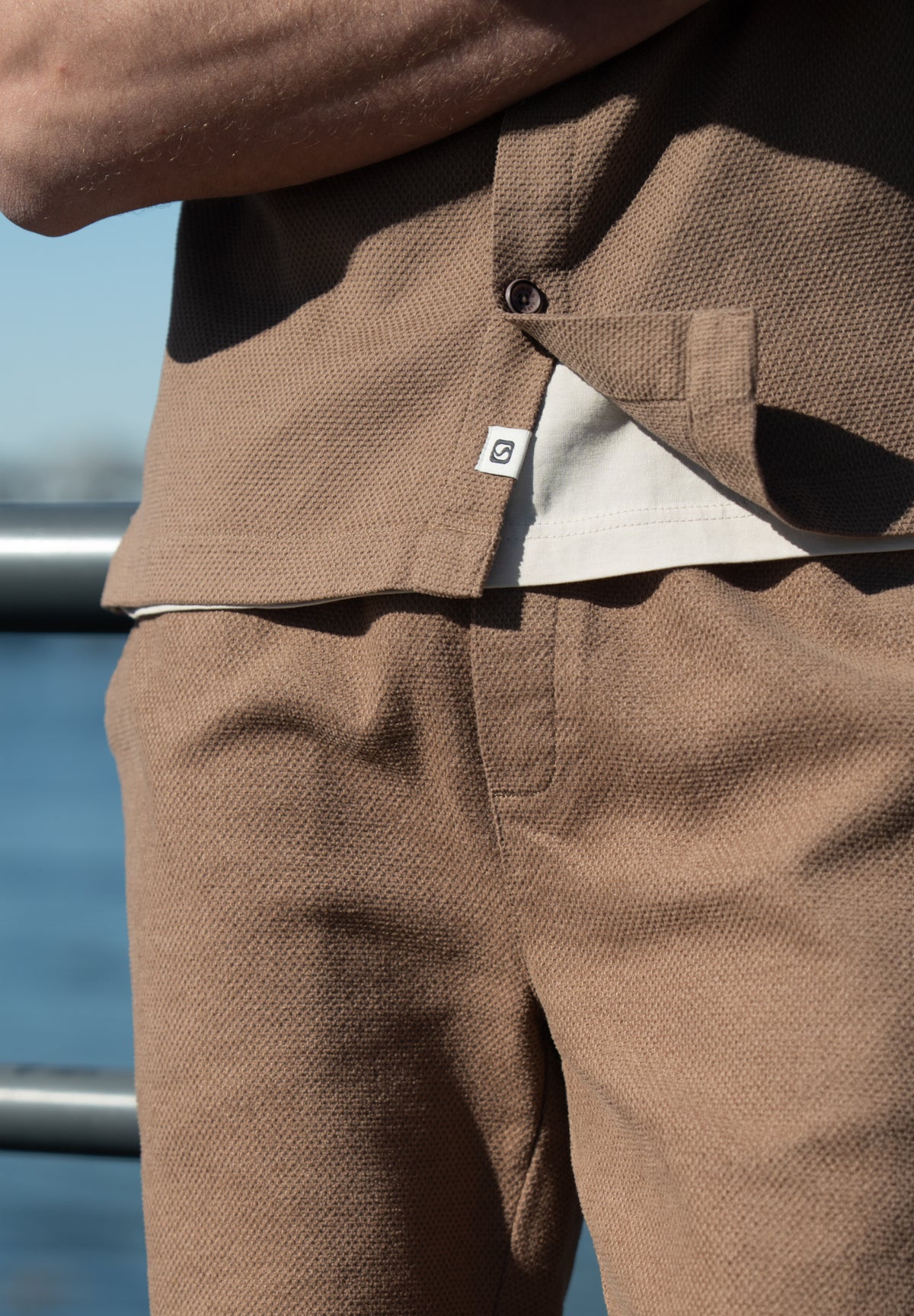 Relaxed fit overhemd korte mouw met structuur
