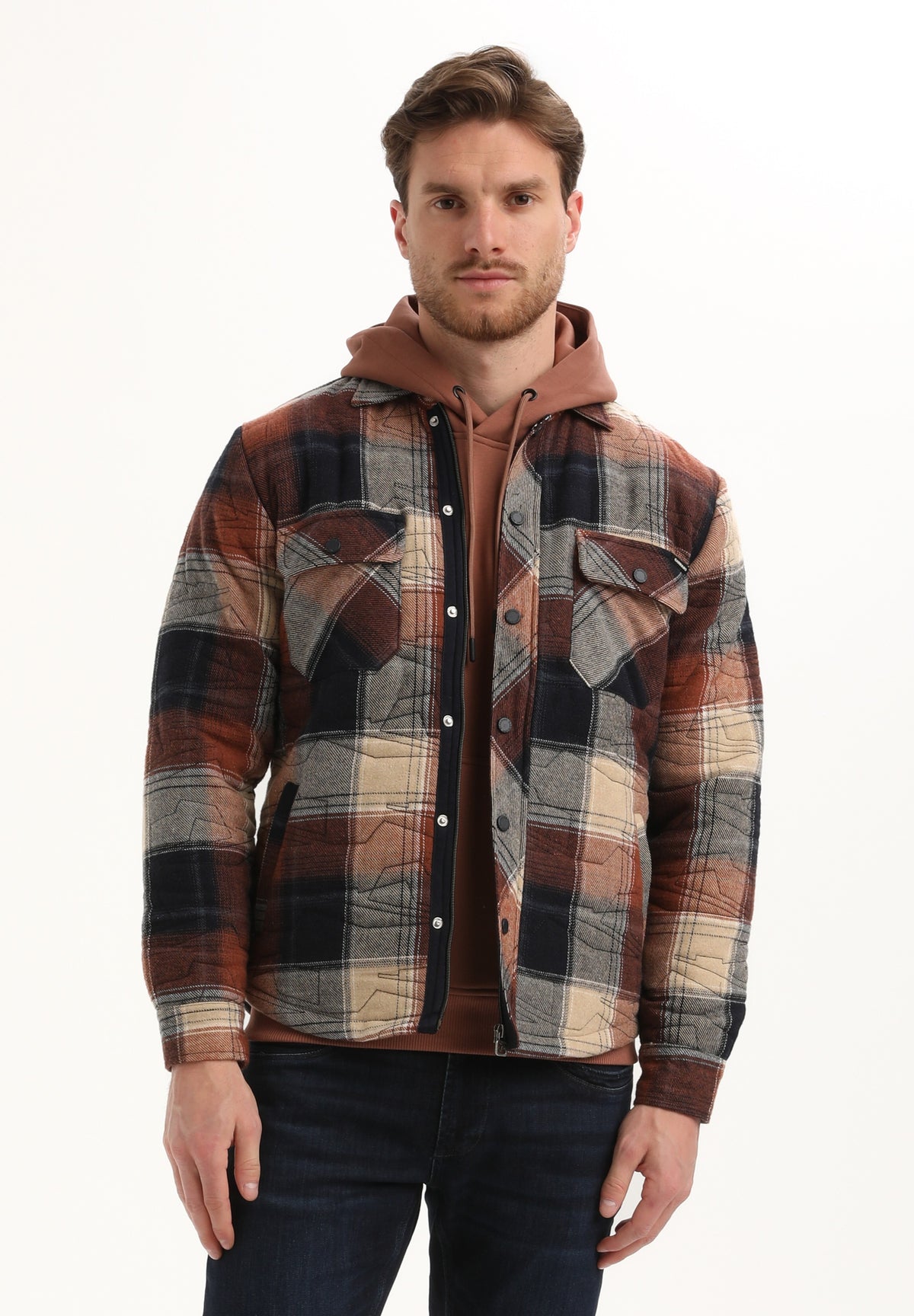 Stoere flannel gevoerde overshirt