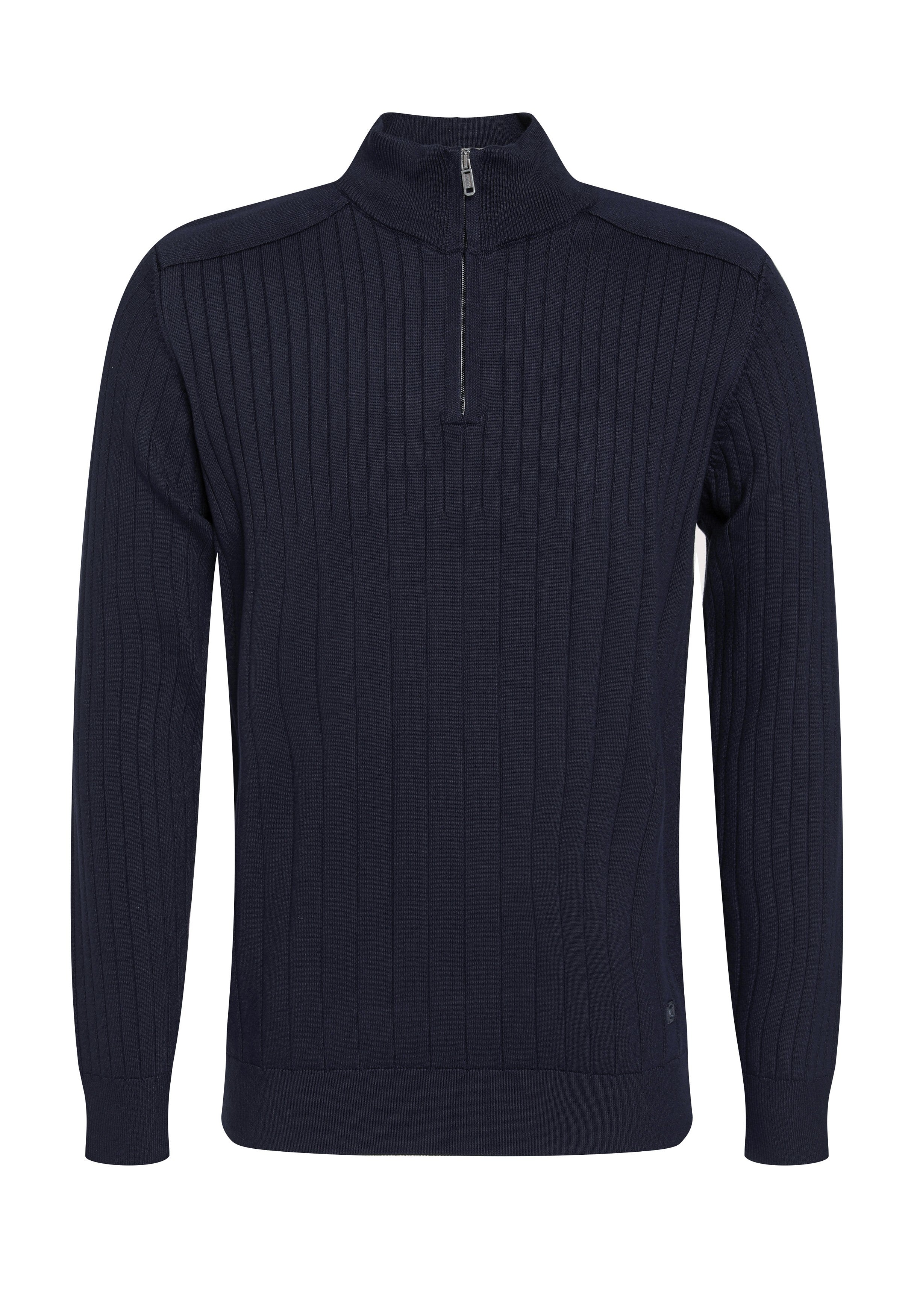 Halfzip trui met streepstructuur