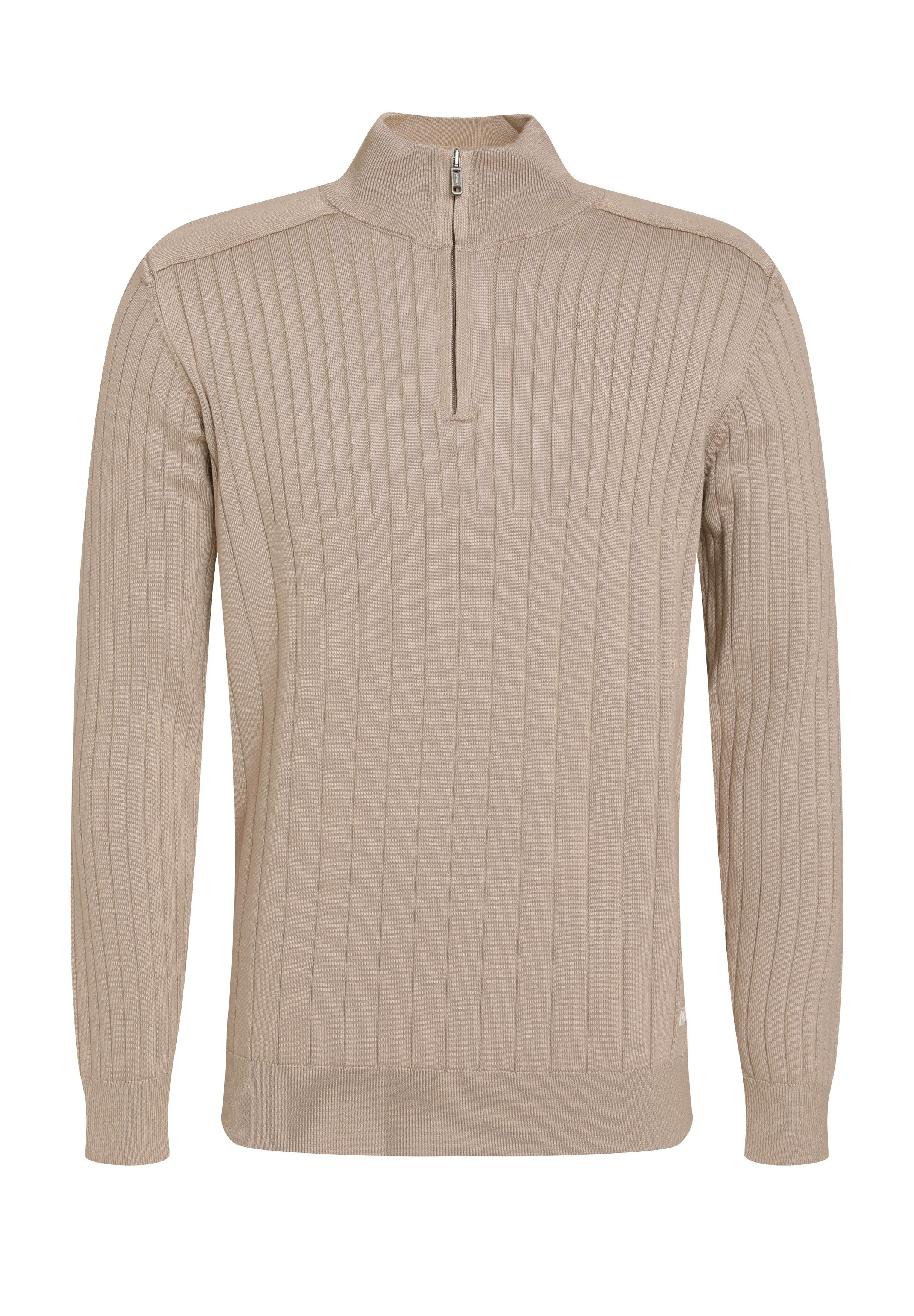 Halfzip trui met streepstructuur