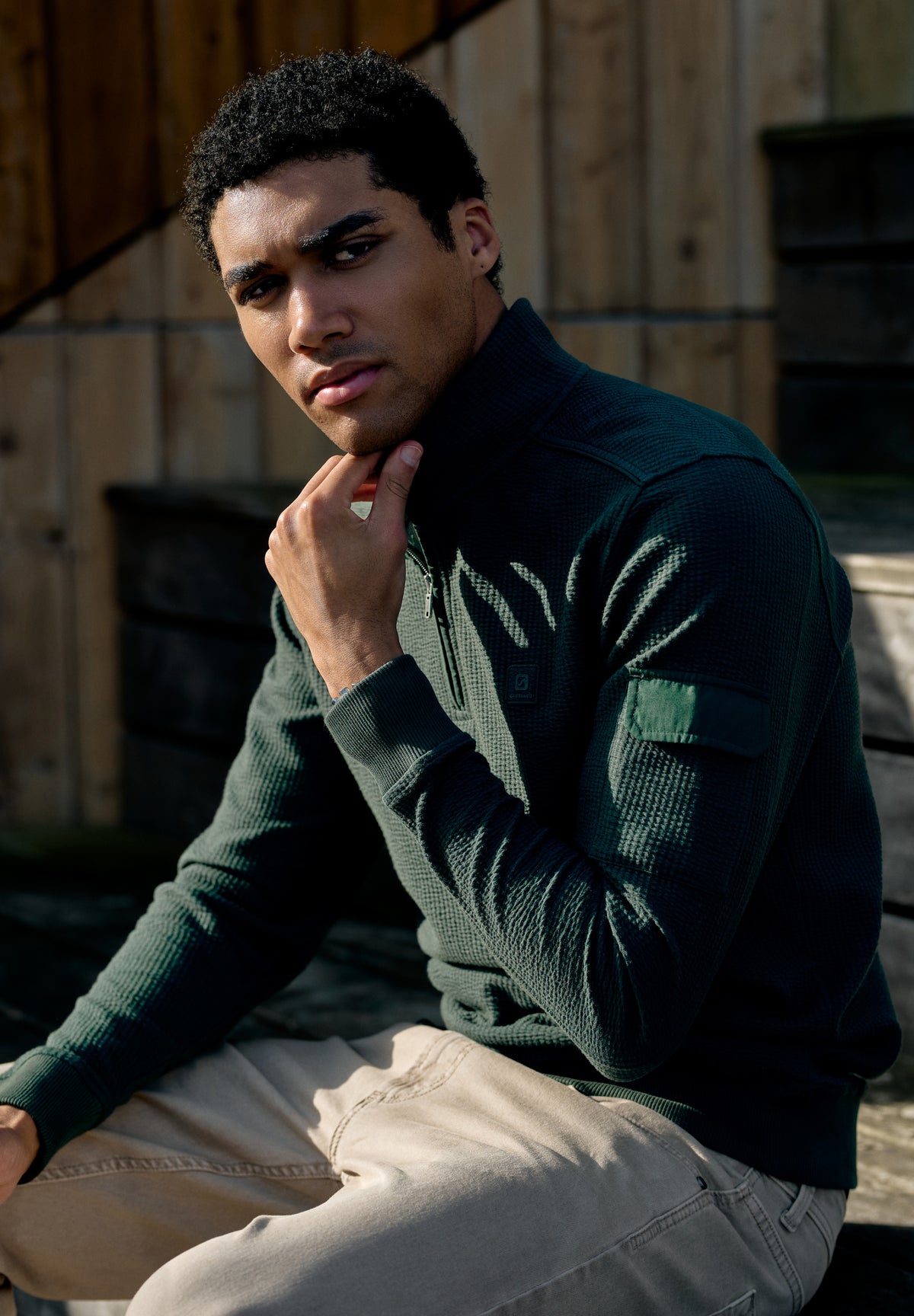 Grant – Jacquard Stripe Half Zip Sweat