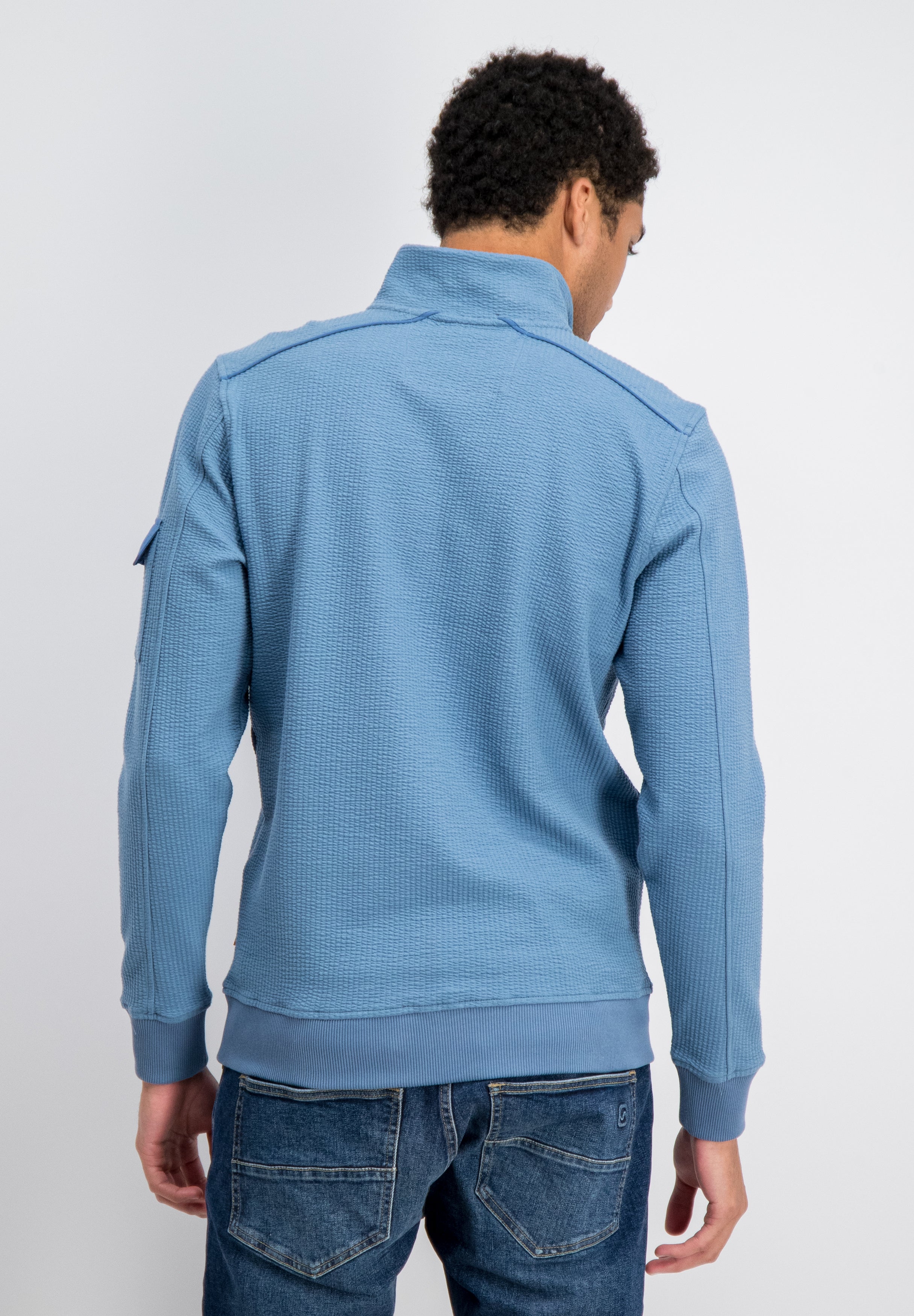 Grant – Jacquard Stripe Half Zip Sweat
