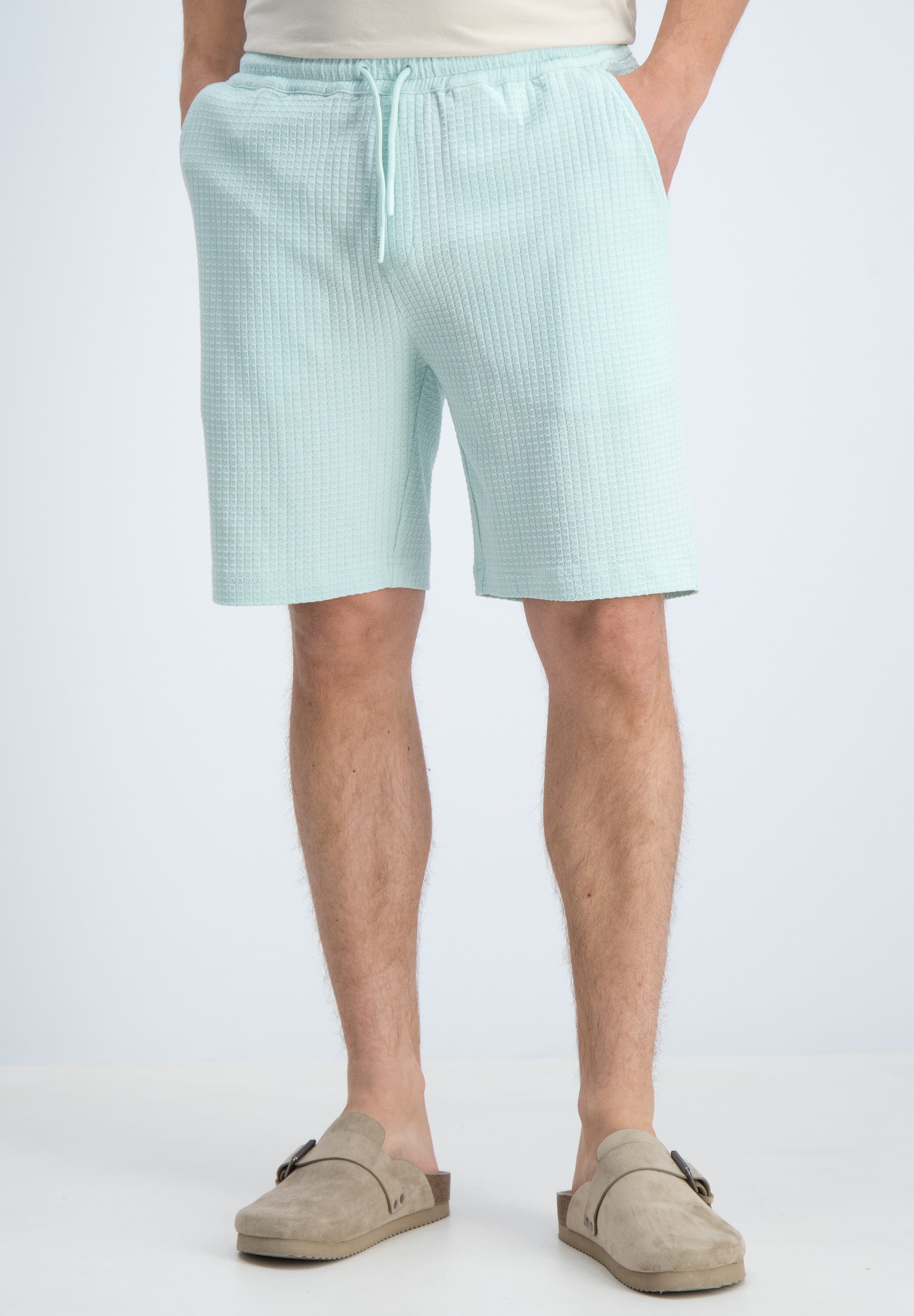 Relaxed fit short jacquard wafelstructuur