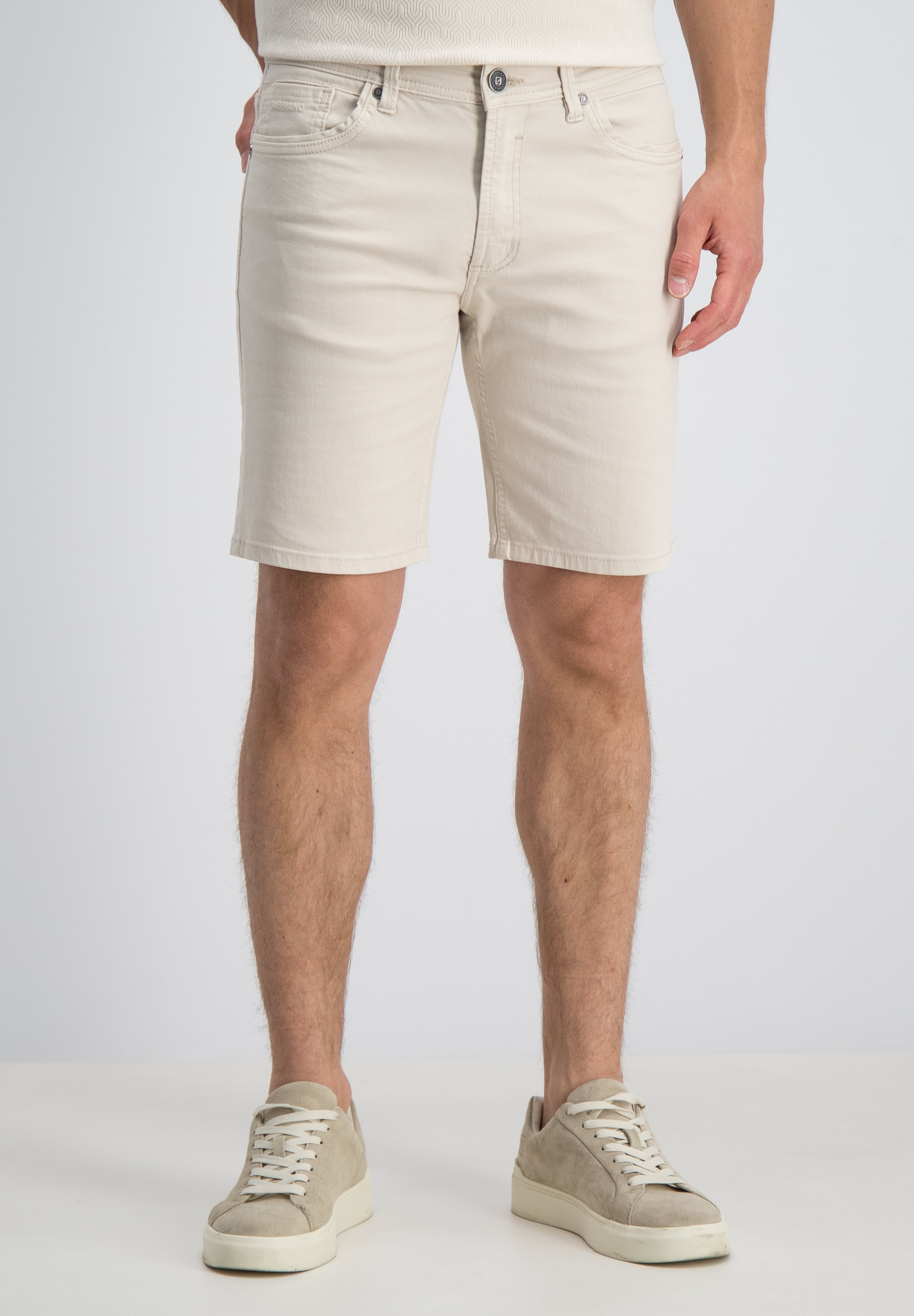 Regular fit short twill structuur