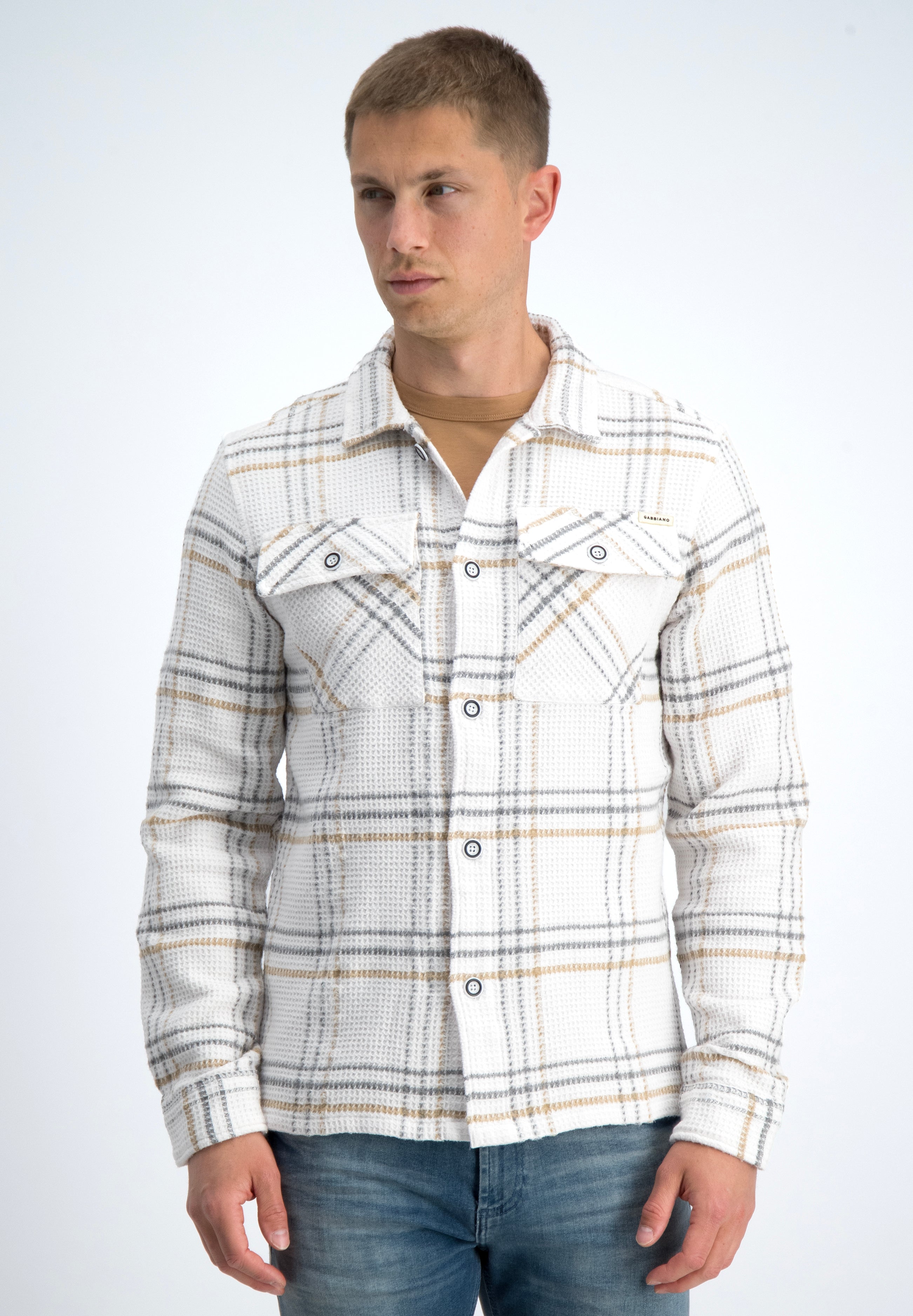 Overshirt flannel wafelstructuur