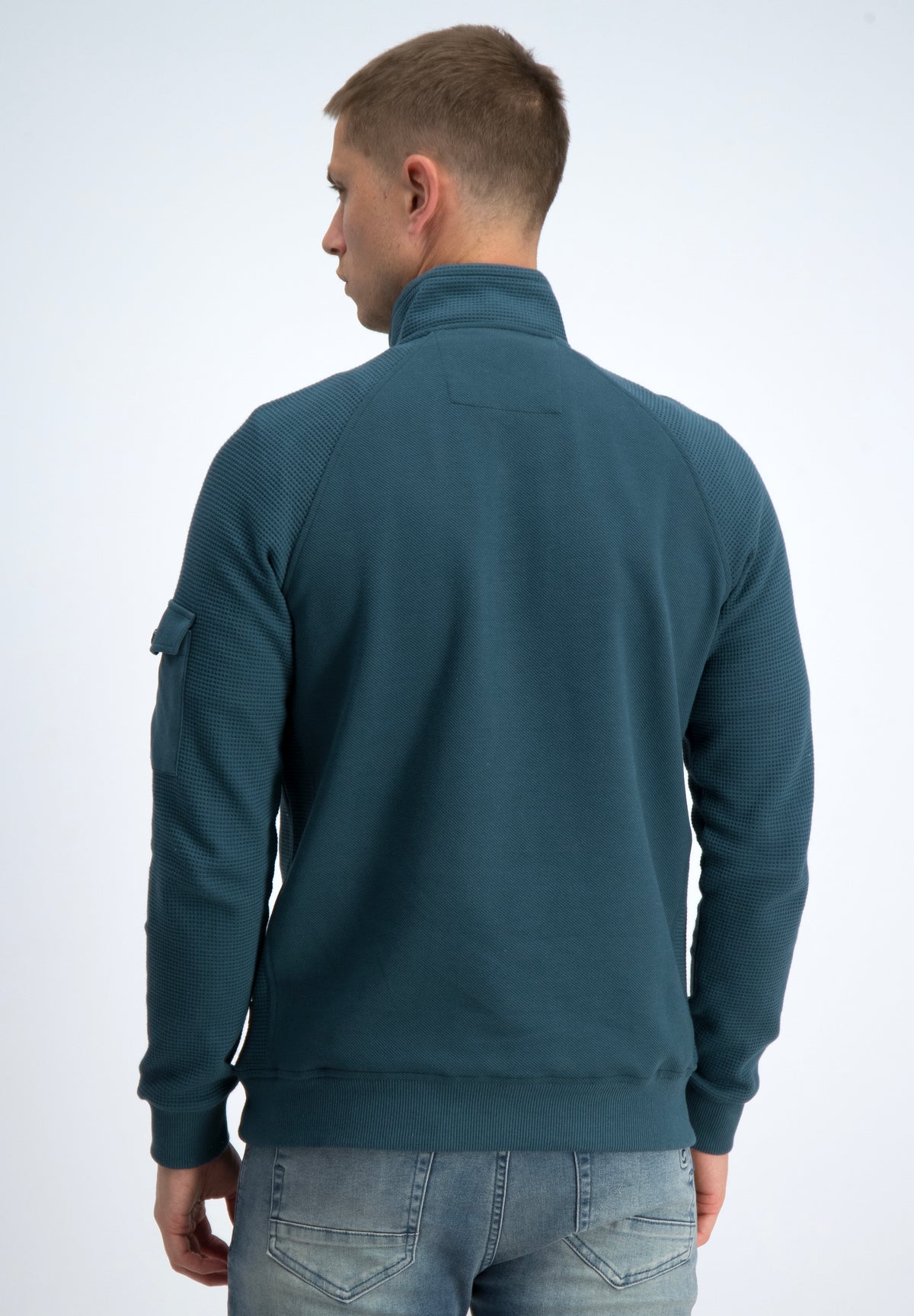 Half zip jacquard sweater