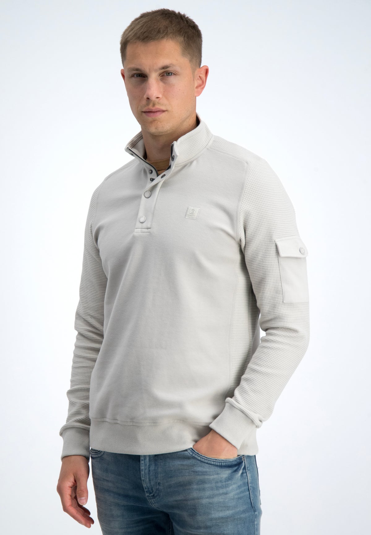 Half zip jacquard sweater