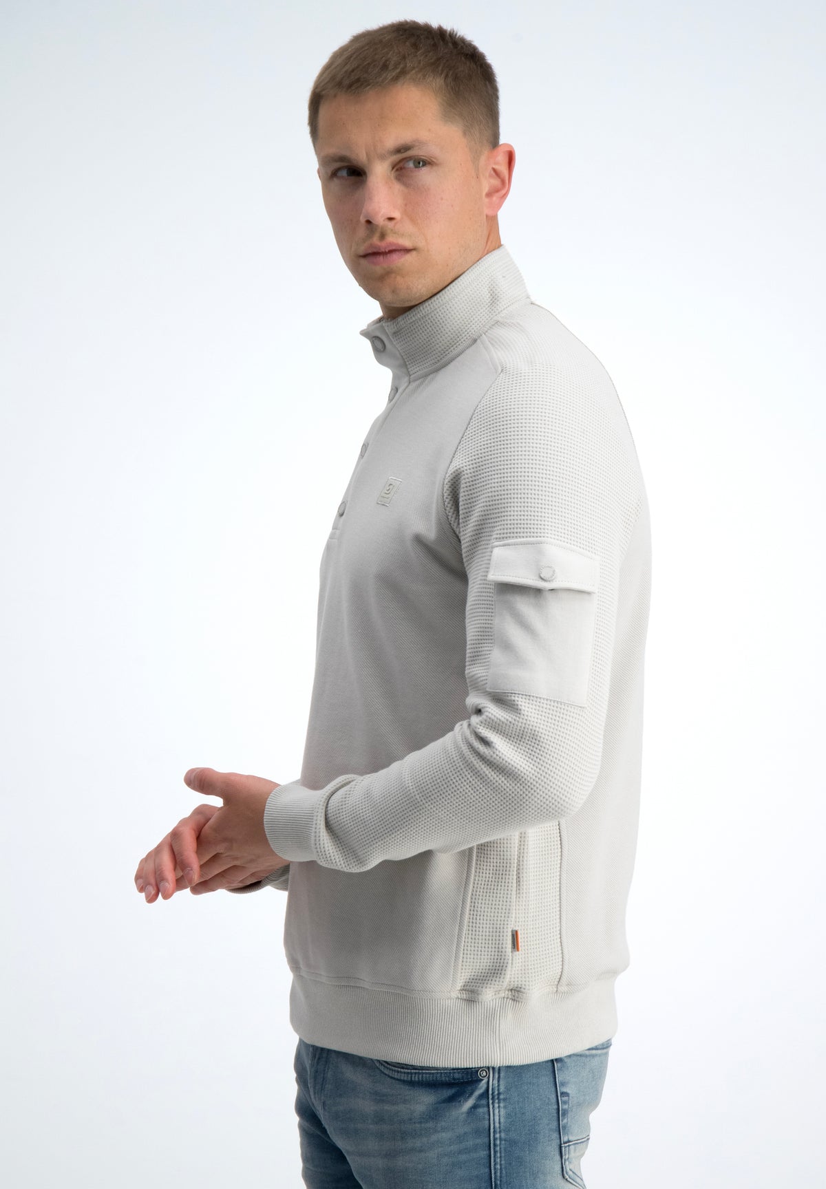 Half zip jacquard sweater