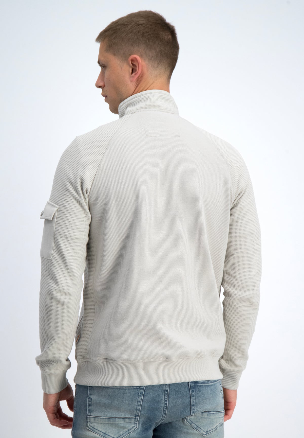 Half zip jacquard sweater