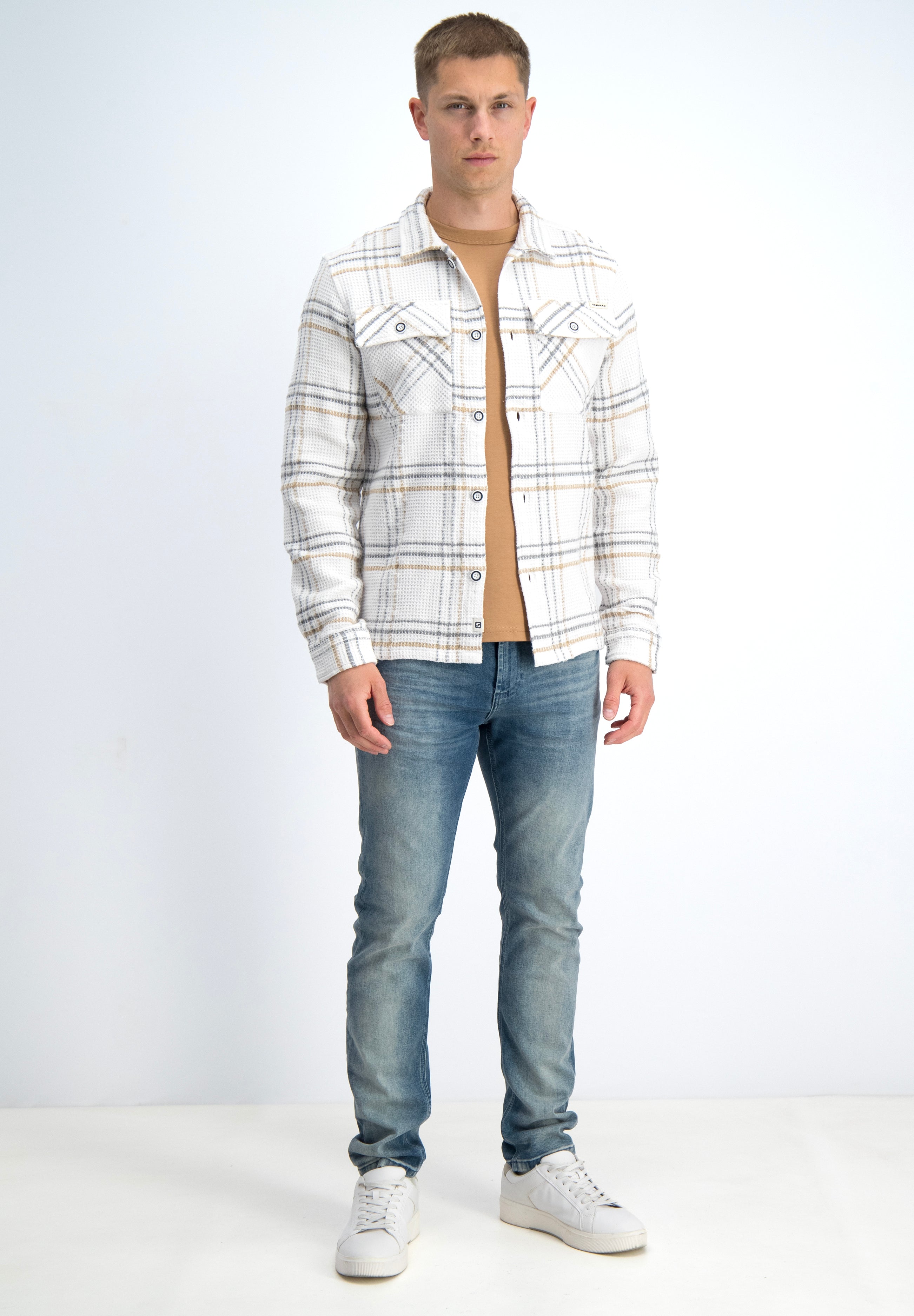 Overshirt flannel wafelstructuur