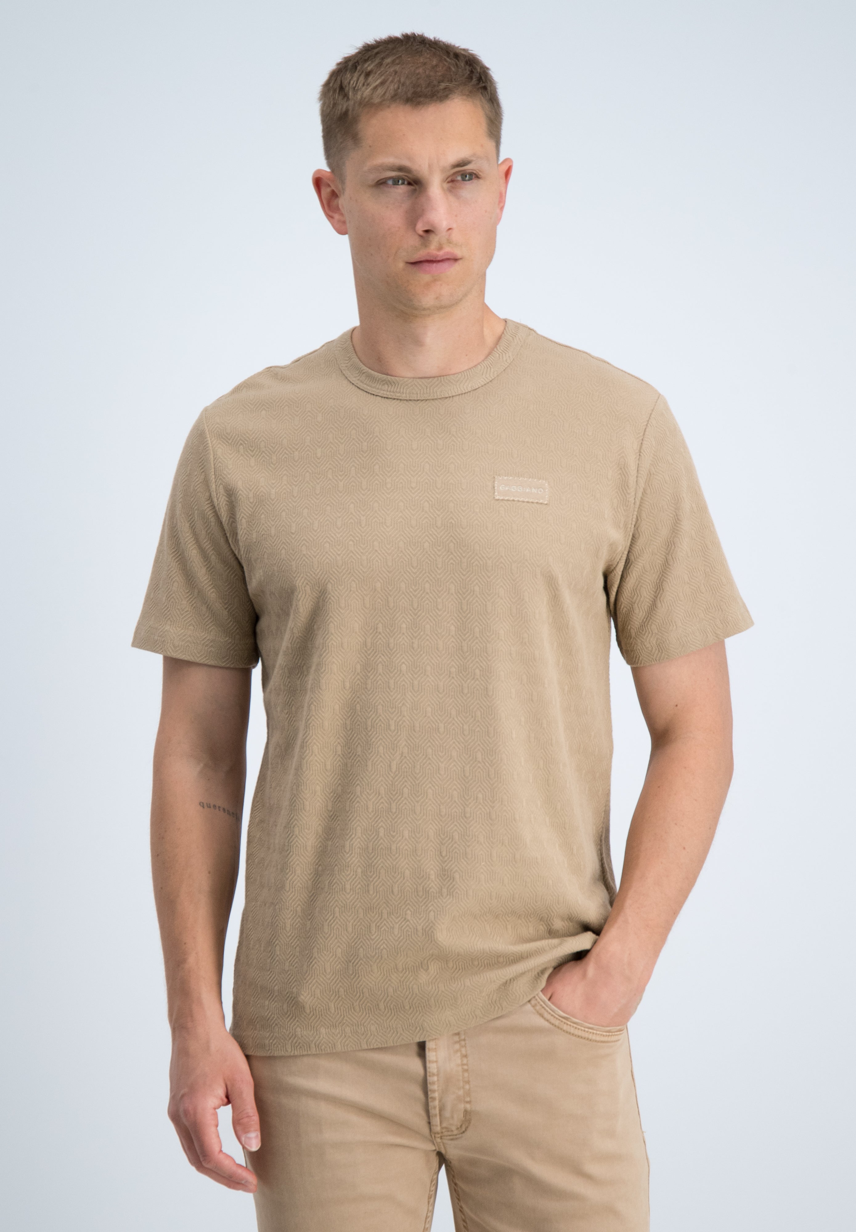 Regular fit t-shirt jacquard structuur