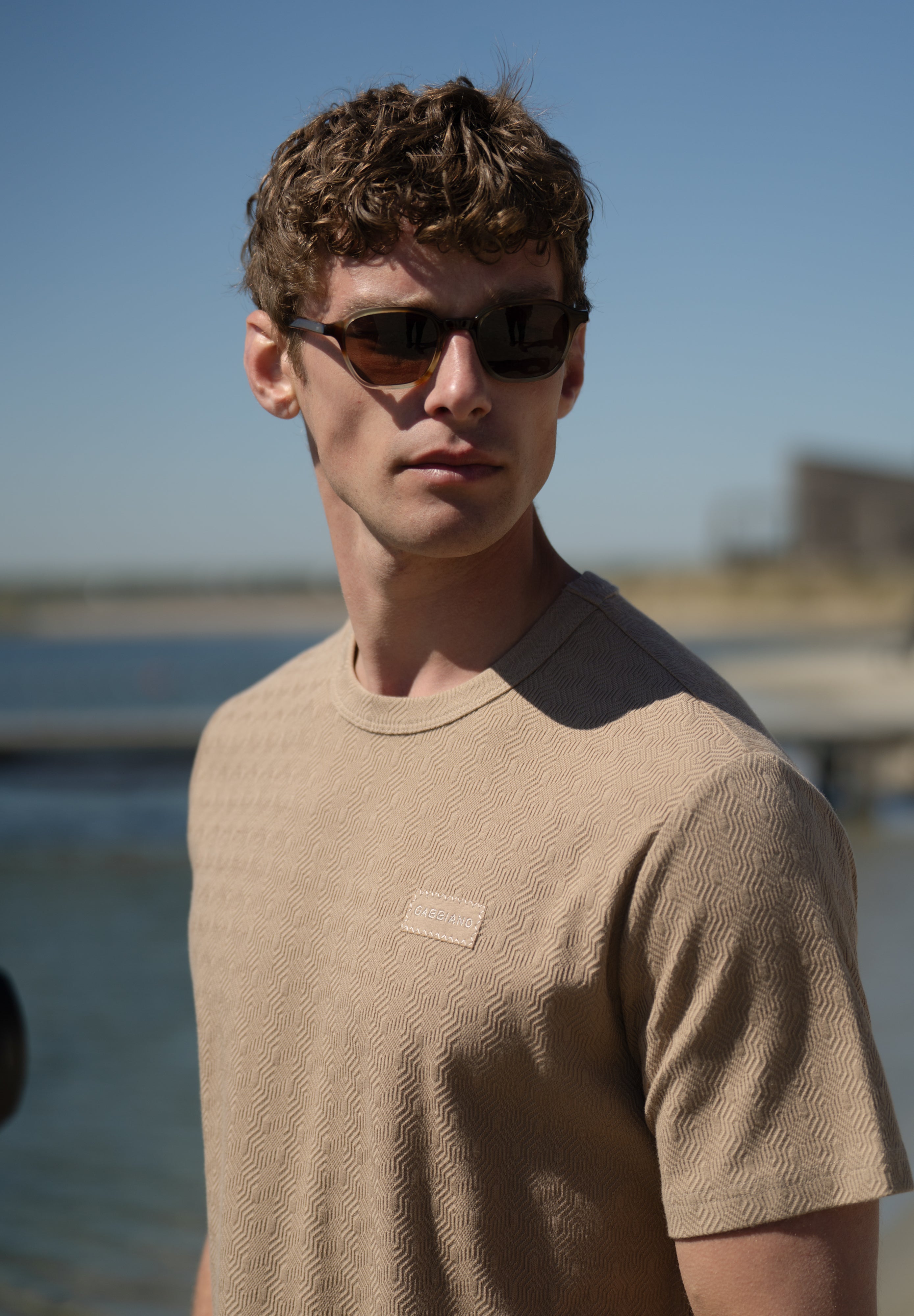 Regular fit t-shirt jacquard structuur