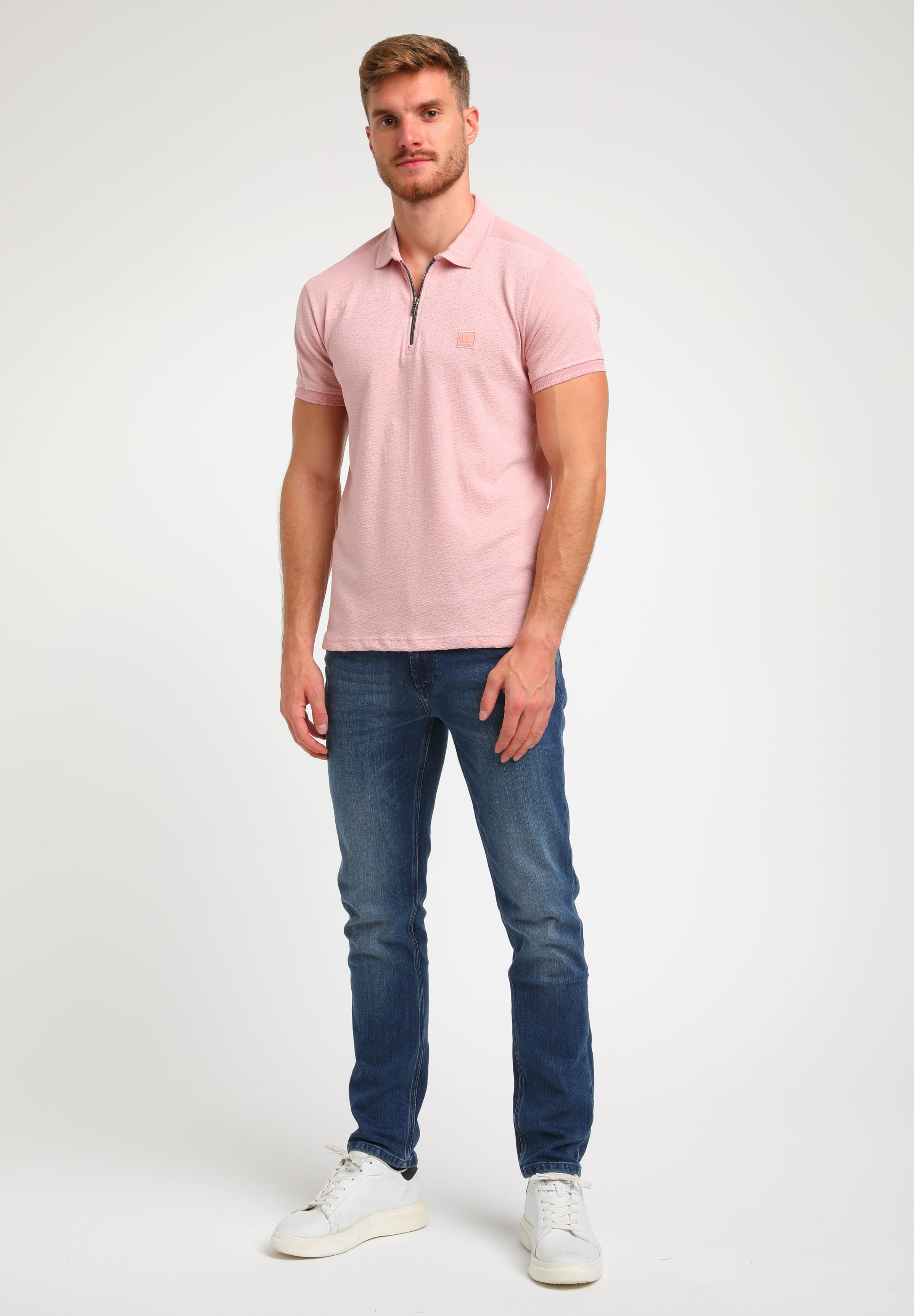 Polo jacquard met rits