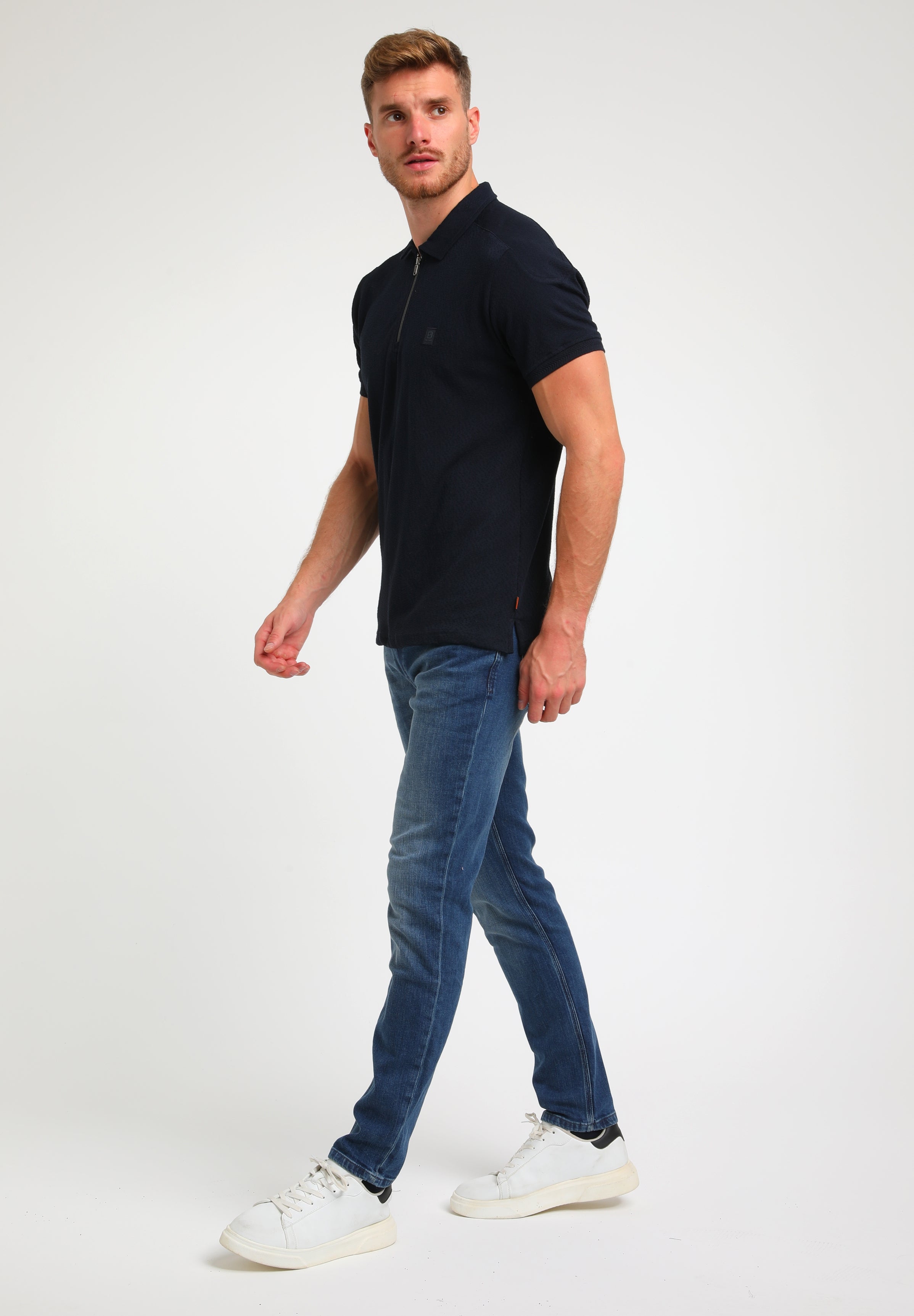 Polo jacquard met rits