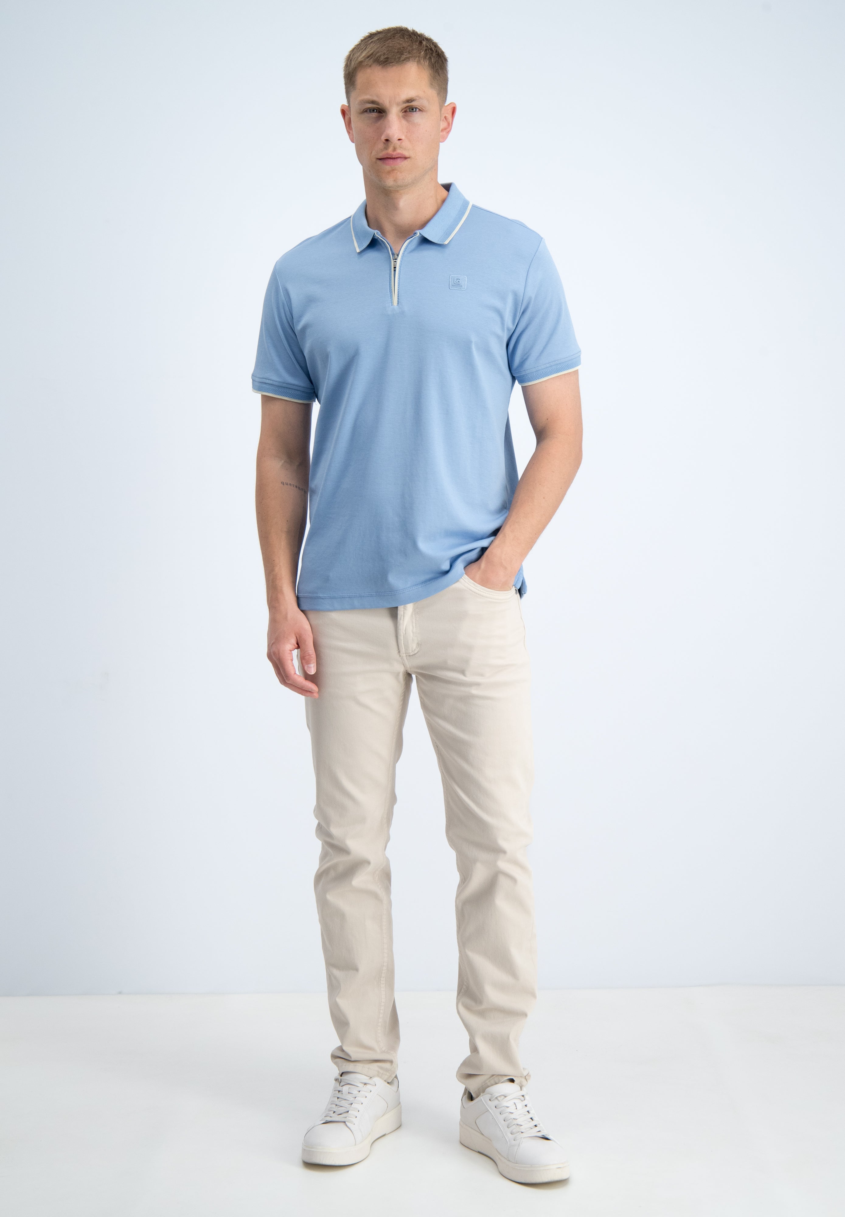 Regular fit polo comfort met rits