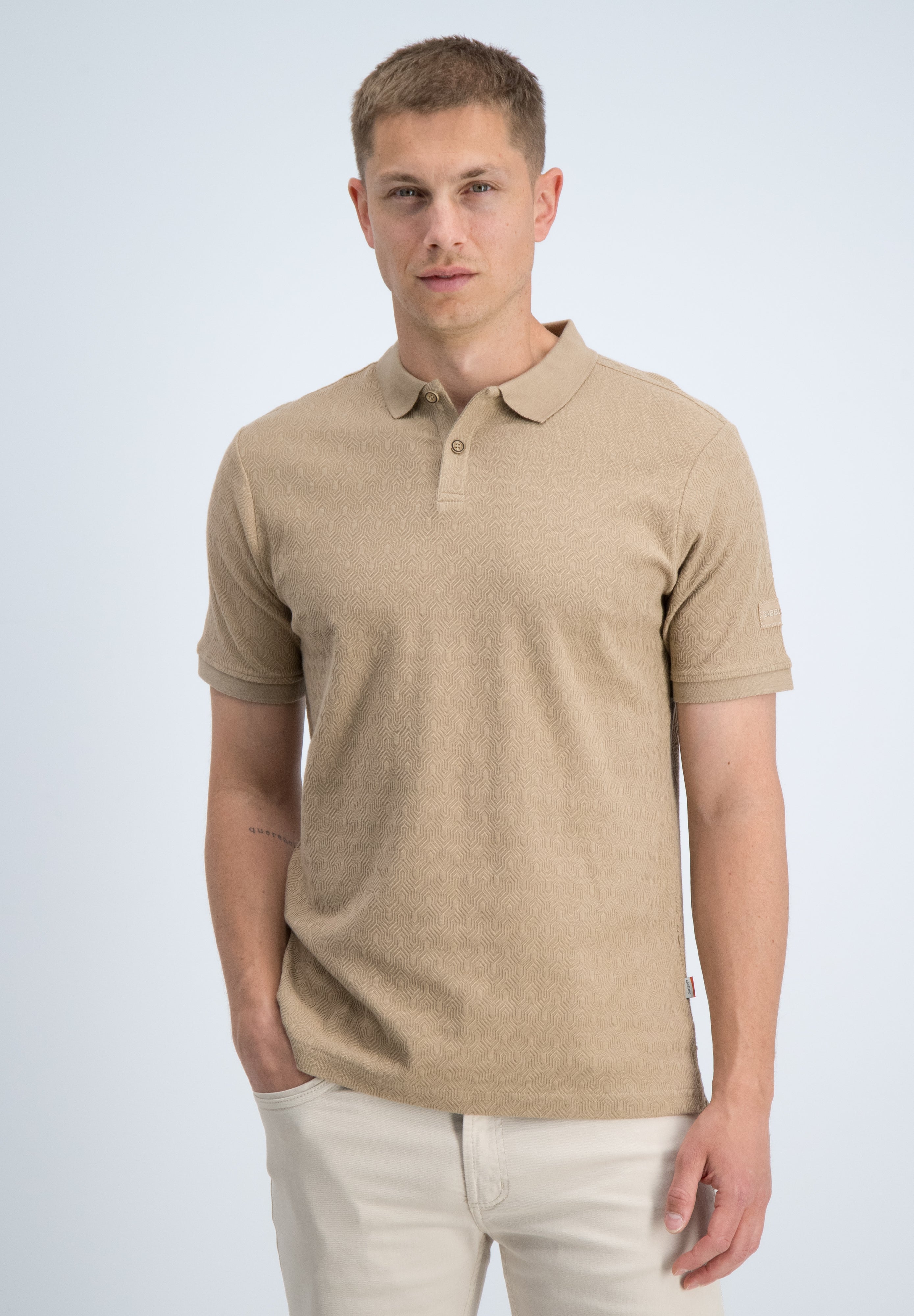 Regular fit polo jacquard met structuur