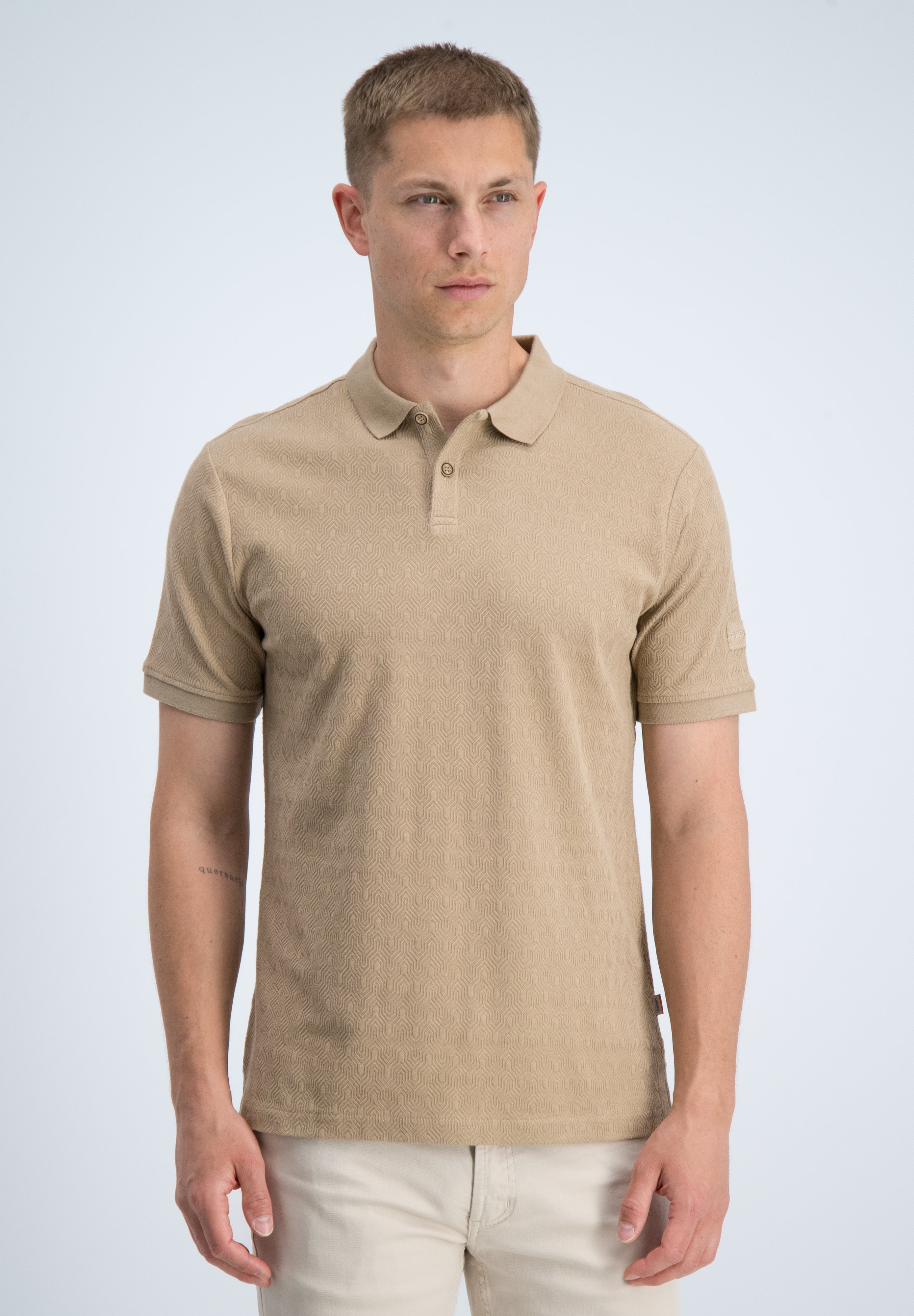 Regular fit polo jacquard met structuur