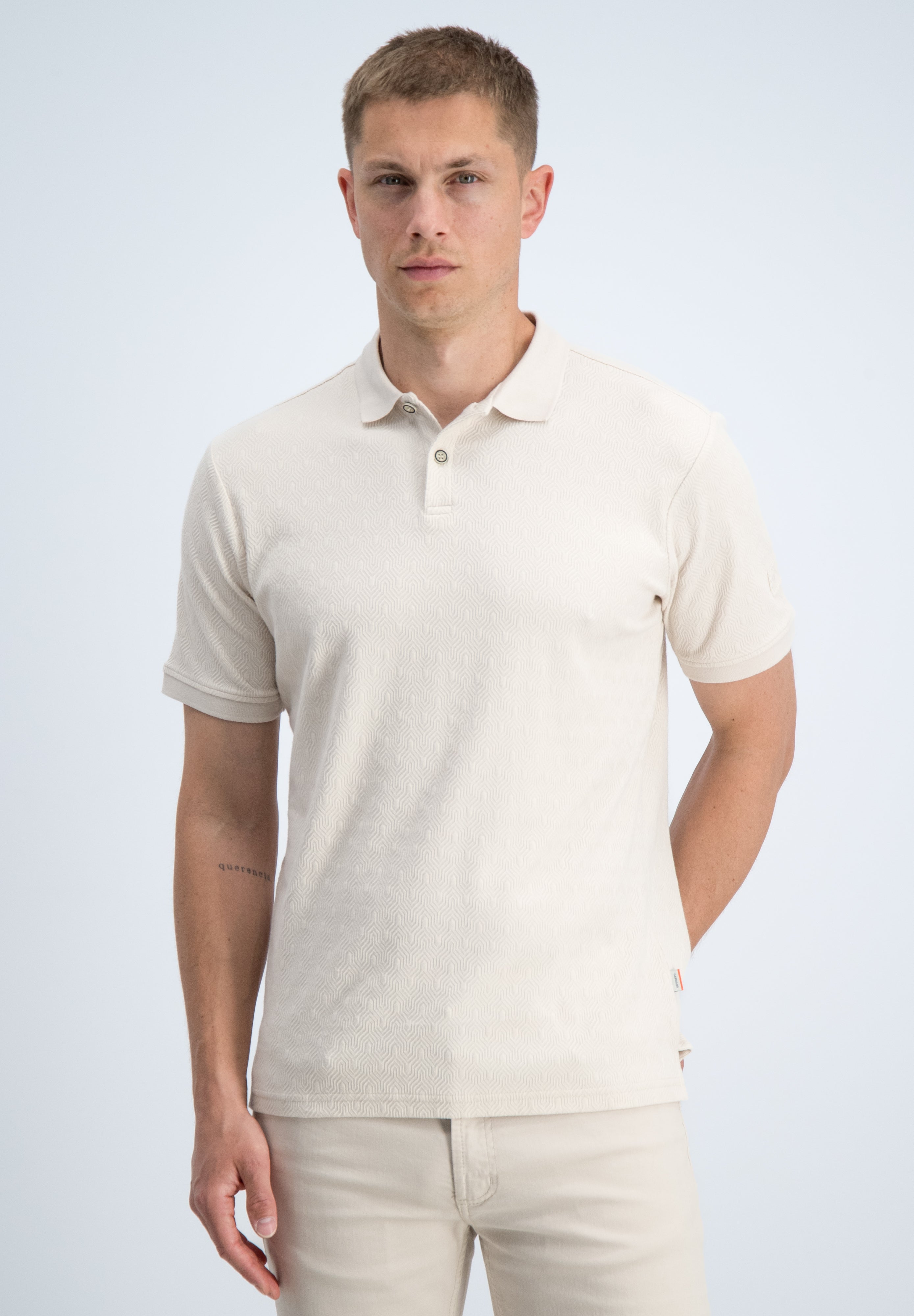 Regular fit polo jacquard met structuur