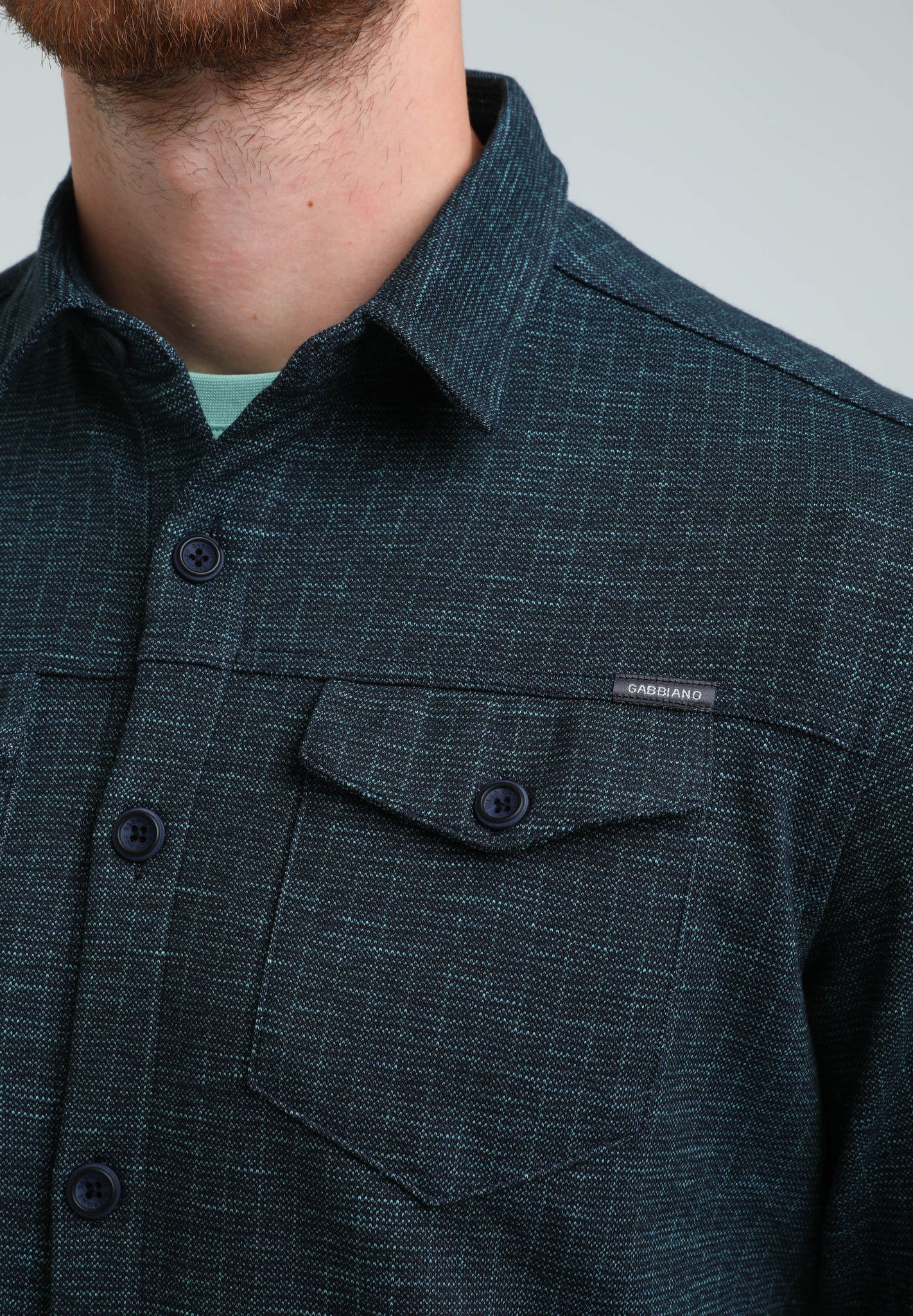 Jersey overhemd met tonale print | Aqua