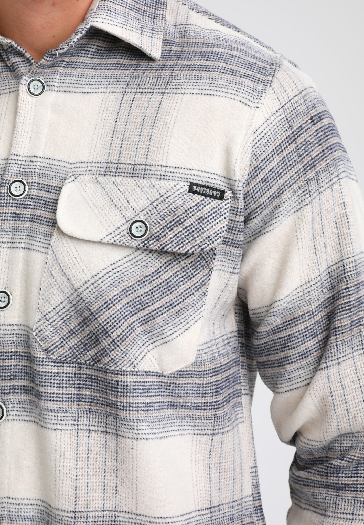 Flanel overhemd met ruitenpatroon | Stone grey