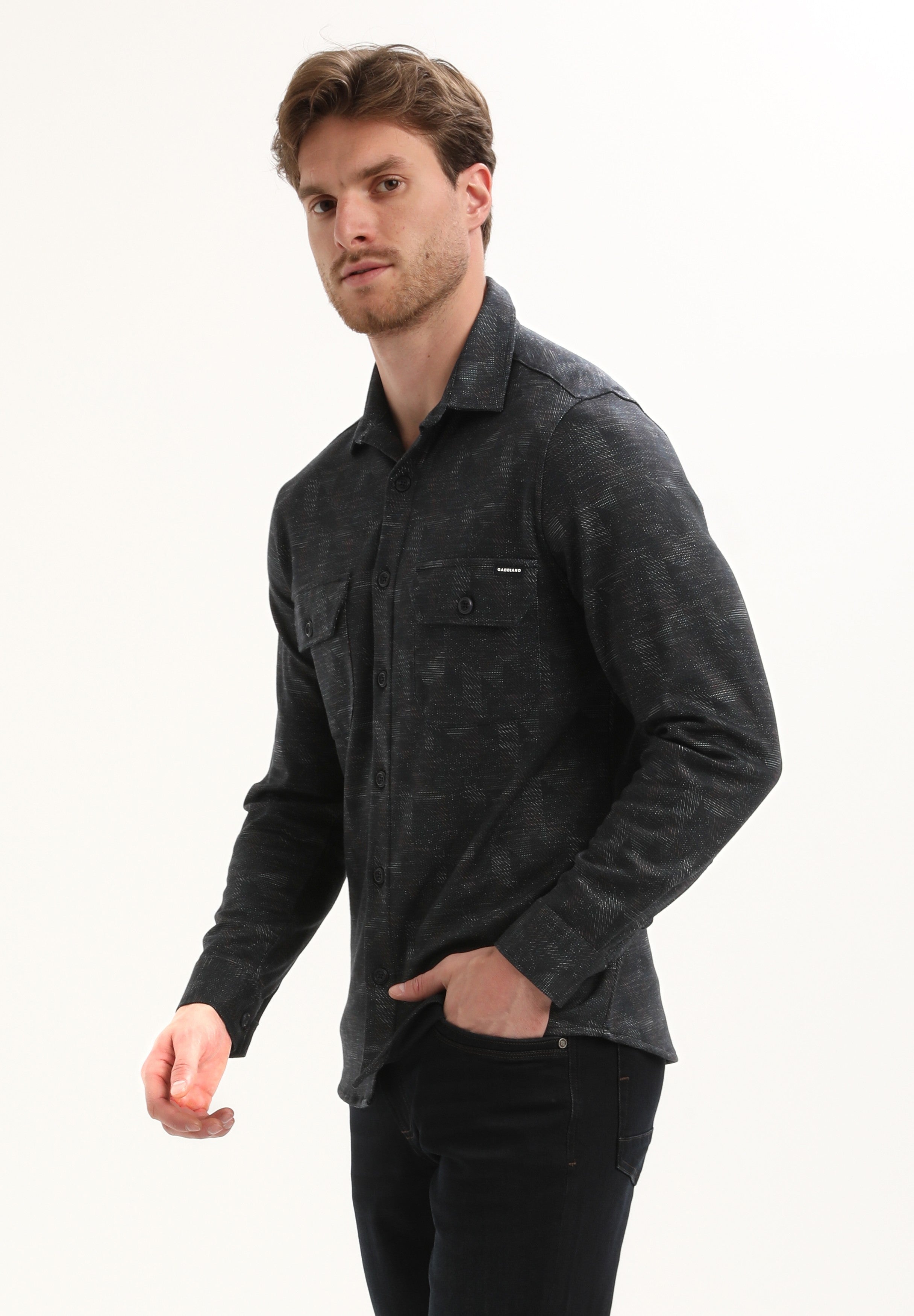 Geometrisch jersey overhemd