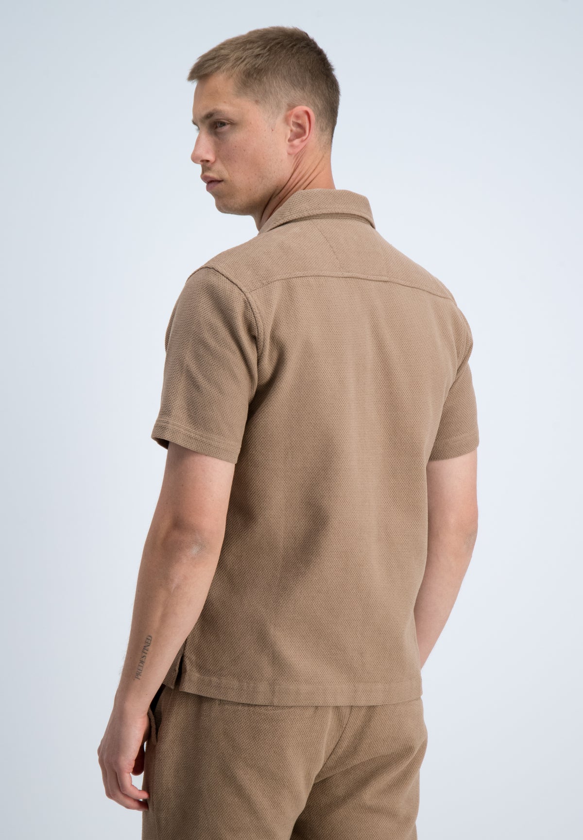 Relaxed fit overhemd korte mouw met structuur