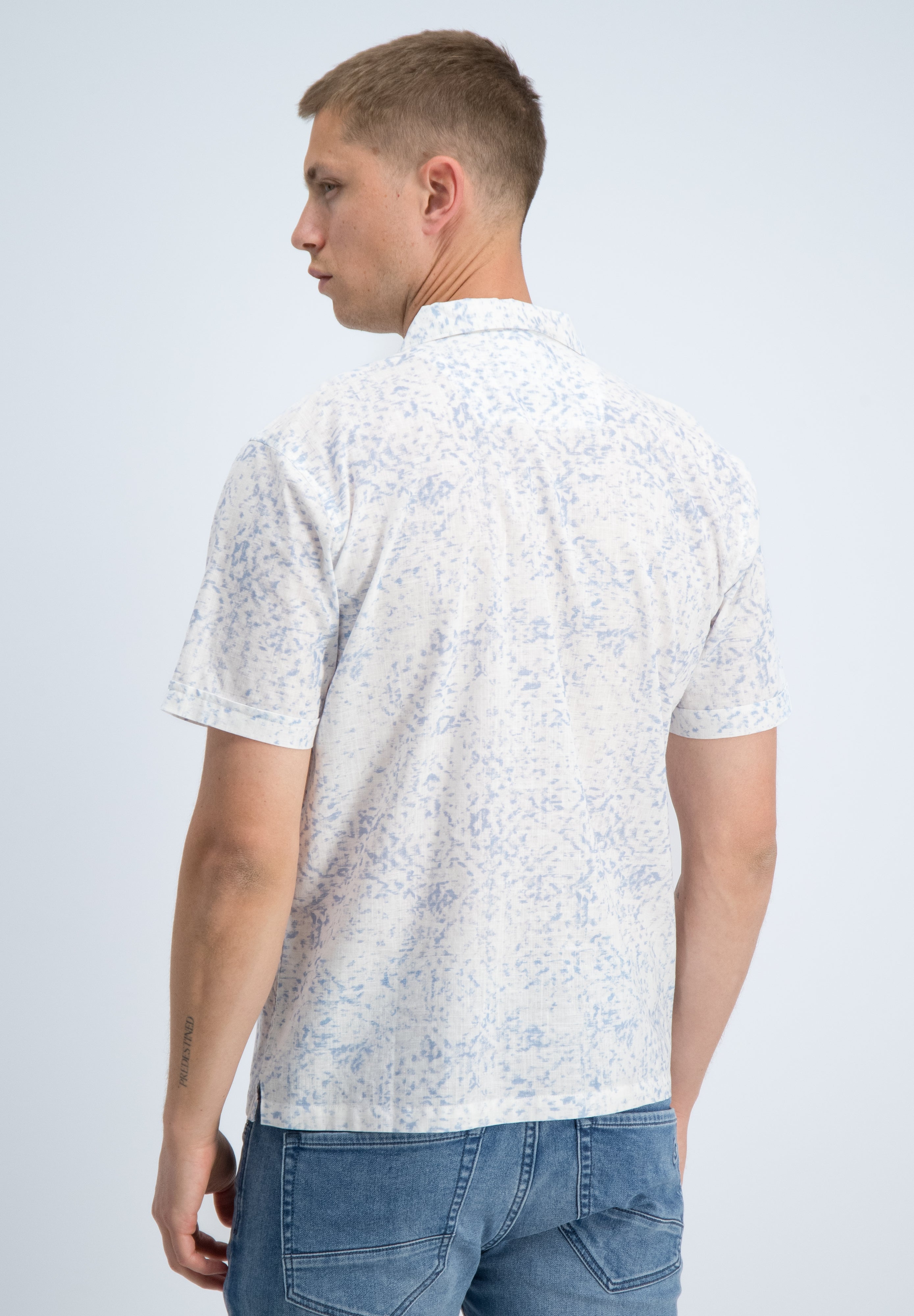 All over print slub overhemd korte mouw