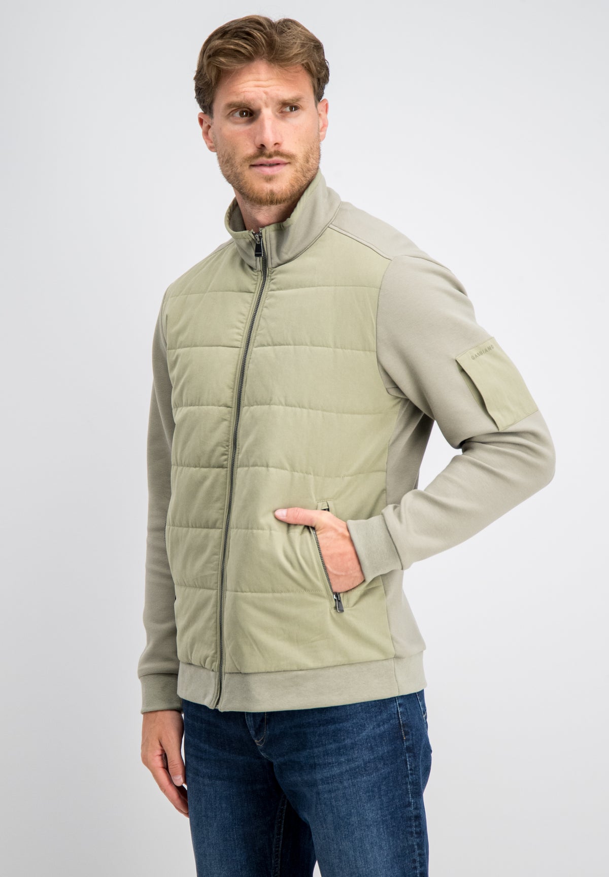 Ronan – Pique Interlock Mix Zip Cardigan