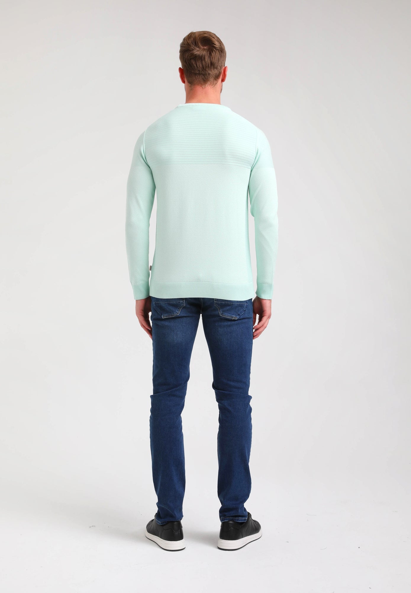 Dunne knit trui met ronde kraag | Aqua