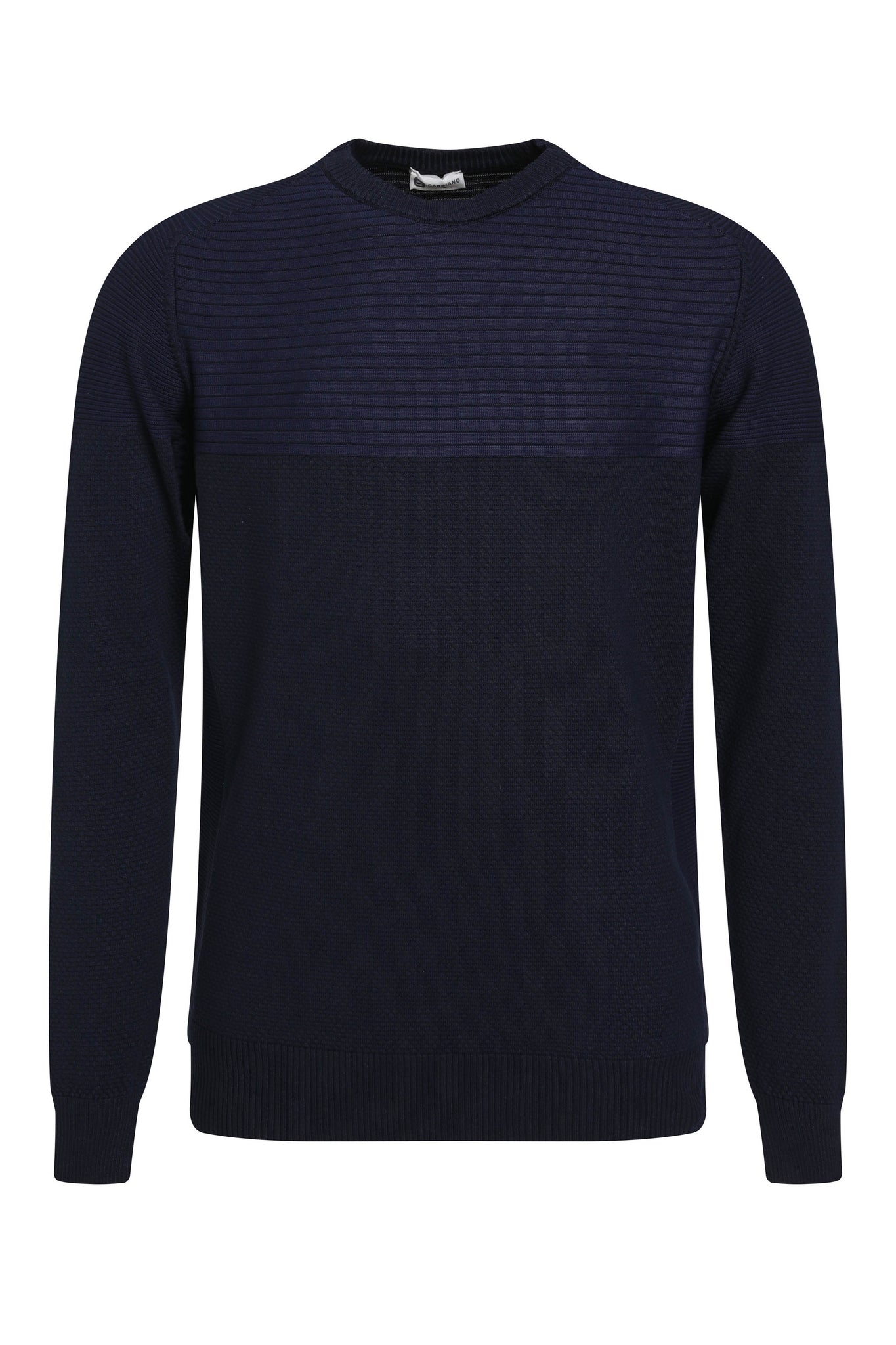 Dunne knit trui met ronde kraag | Navy