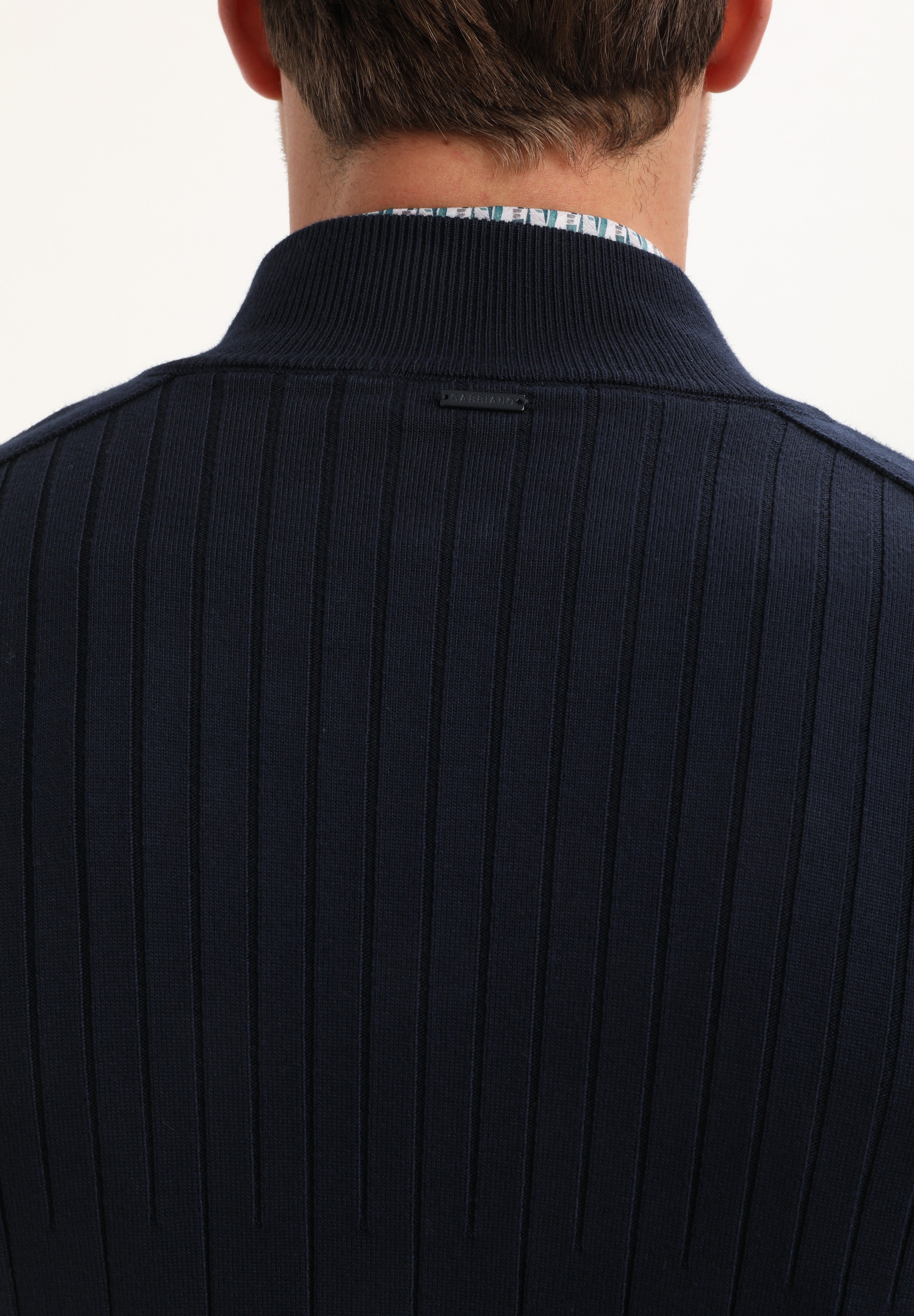 Halfzip trui met streepstructuur