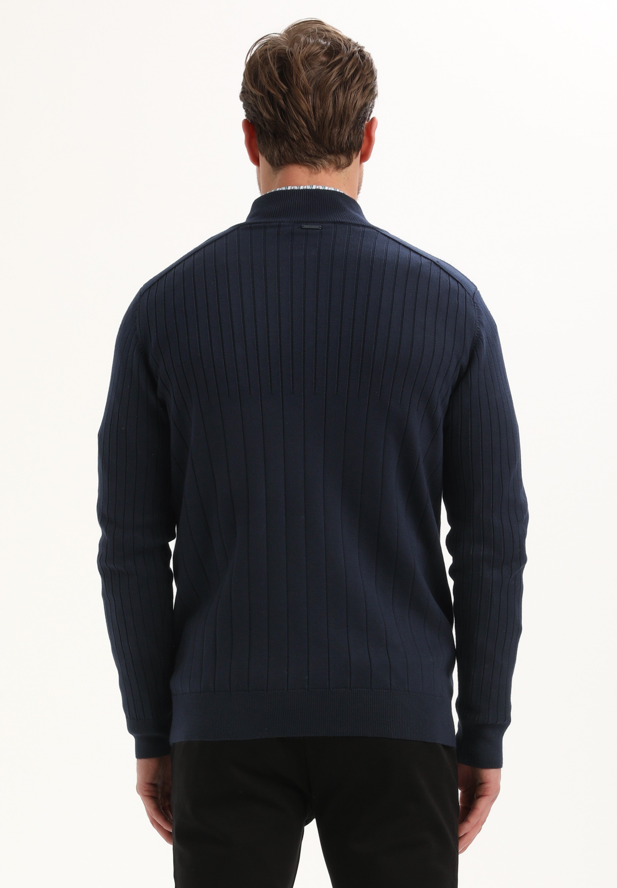 Halfzip trui met streepstructuur