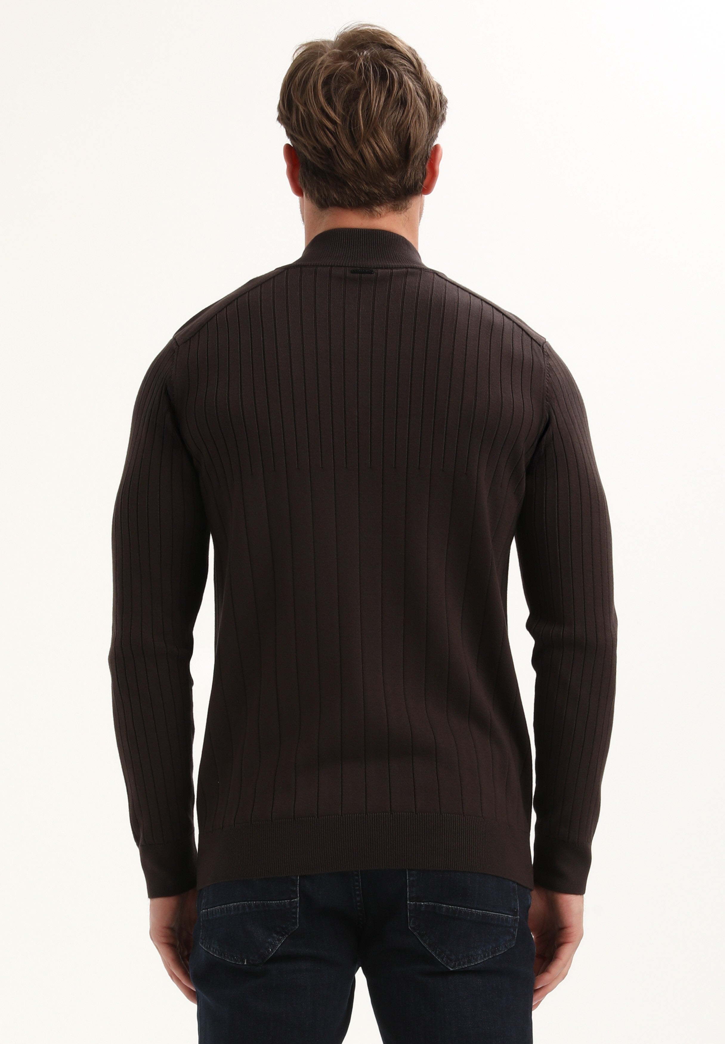 Halfzip trui met streepstructuur