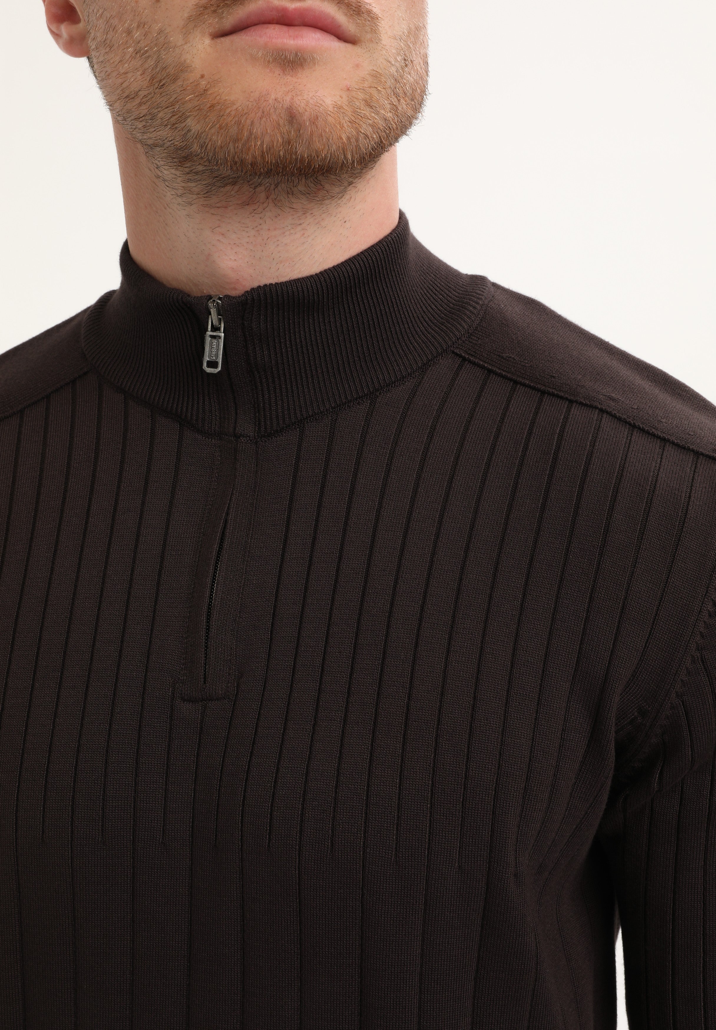 Halfzip trui met streepstructuur