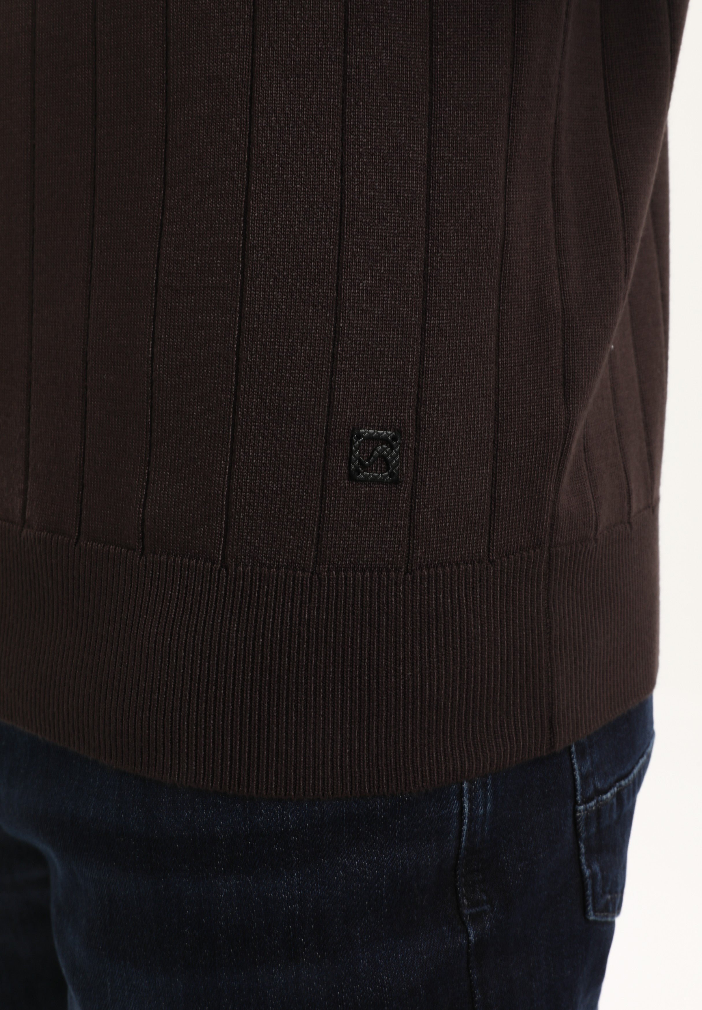 Halfzip trui met streepstructuur