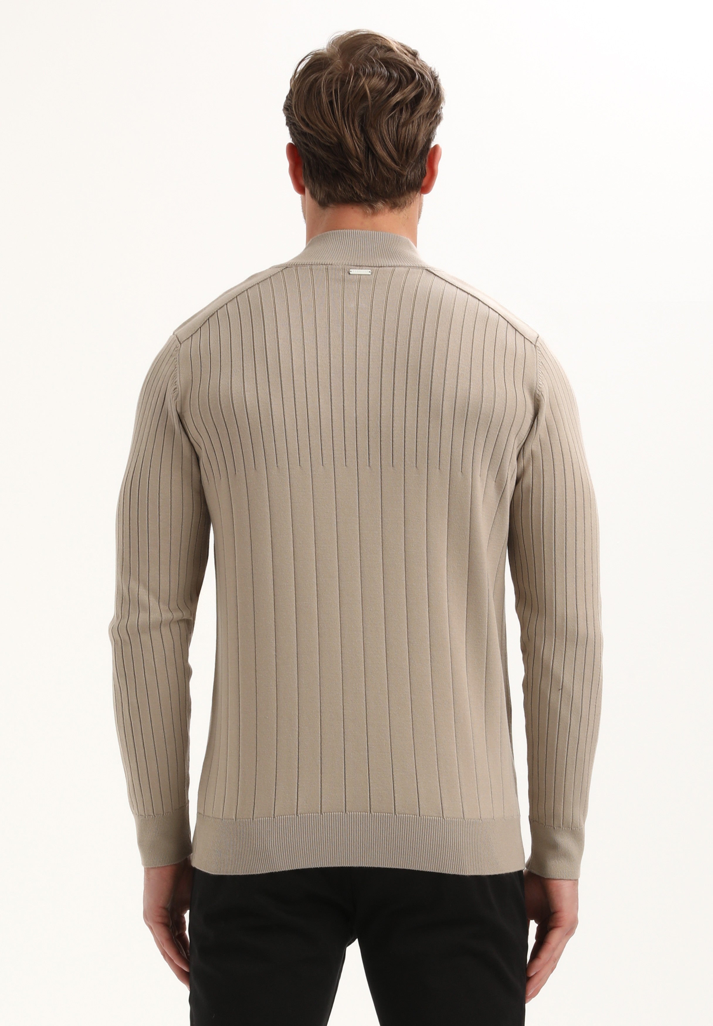 Halfzip trui met streepstructuur