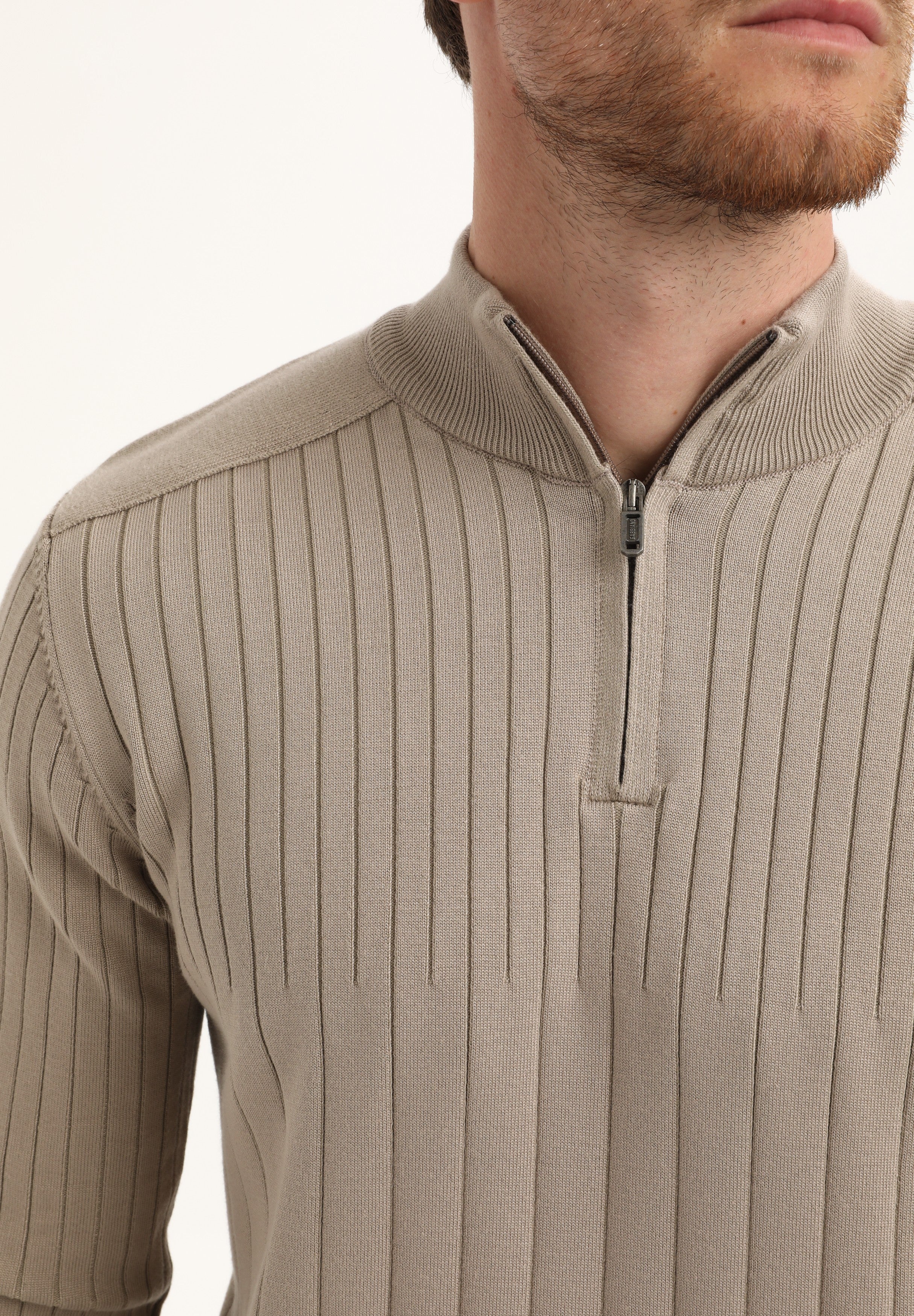 Halfzip trui met streepstructuur