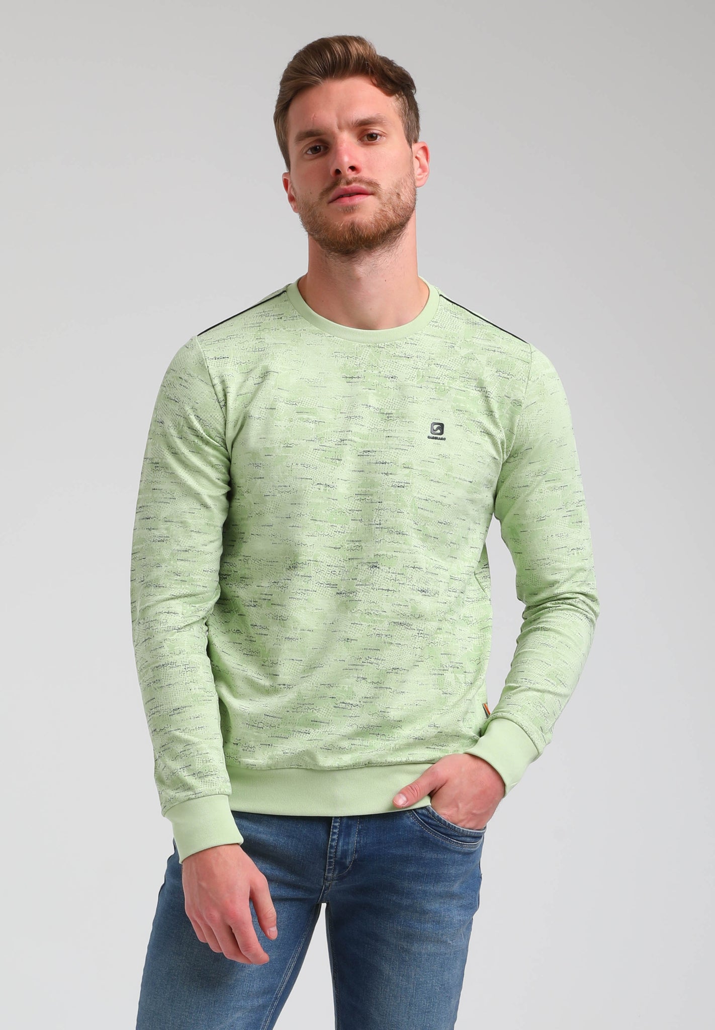 Sweater met geometrische print | Lime Green