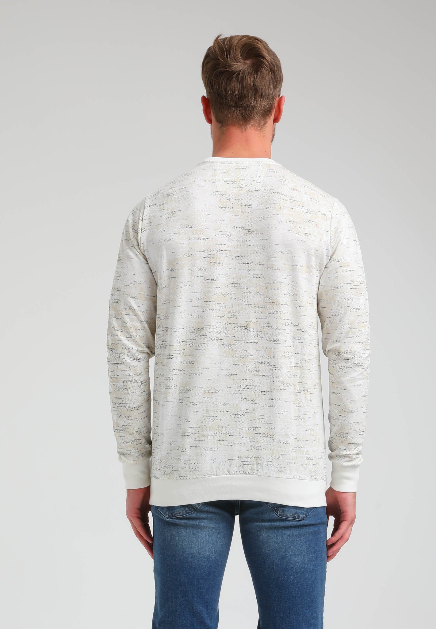 Sweater met geometrische print | Ecru